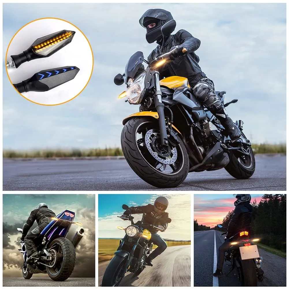 URAQT Indicatori di Direzione per Moto, 4 Pezzi LED Bicolore 12V Ambra e Blu, Universali Impermeabili - immagine 7
