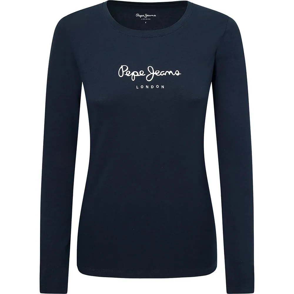 Pepe Jeans New Virginia Ls N T-Shirt Donna, Blu (Dulwich), L - immagine 1