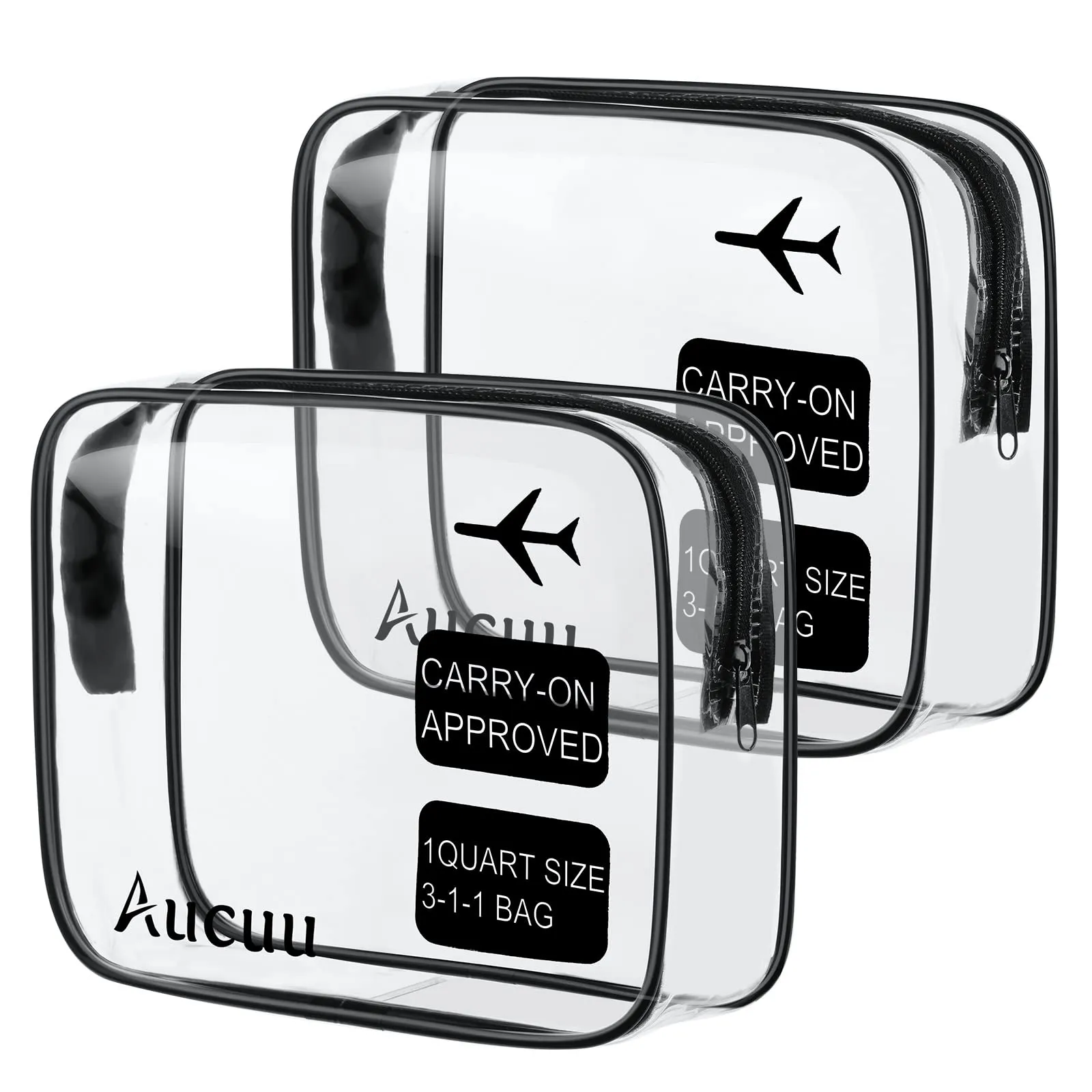 Aucuu Beauty Case Trasparente, Set da 2 Pezzi, Borse da Toilette Impermeabili da Viaggio - immagine 1