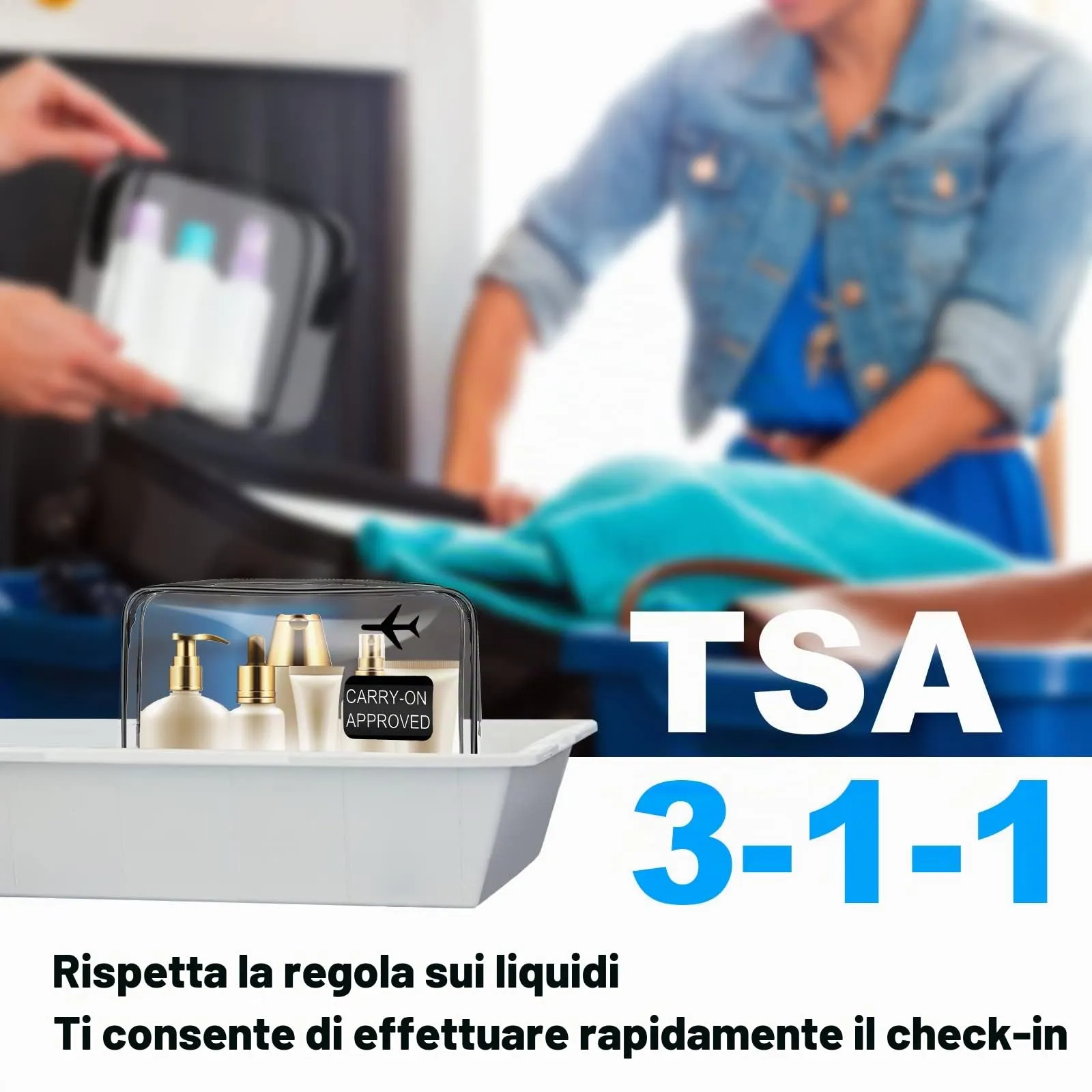 Aucuu Beauty Case Trasparente, Set da 2 Pezzi, Borse da Toilette Impermeabili da Viaggio - immagine 7