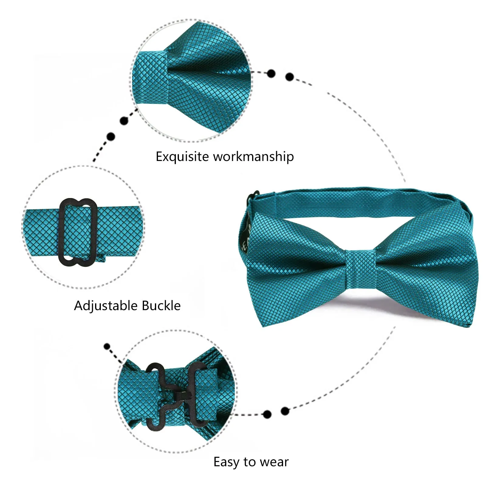 Alizeal Set da uomo con papillon, fazzoletto e gemelli - 054-Teal scuro, Taglia unica - immagine 4