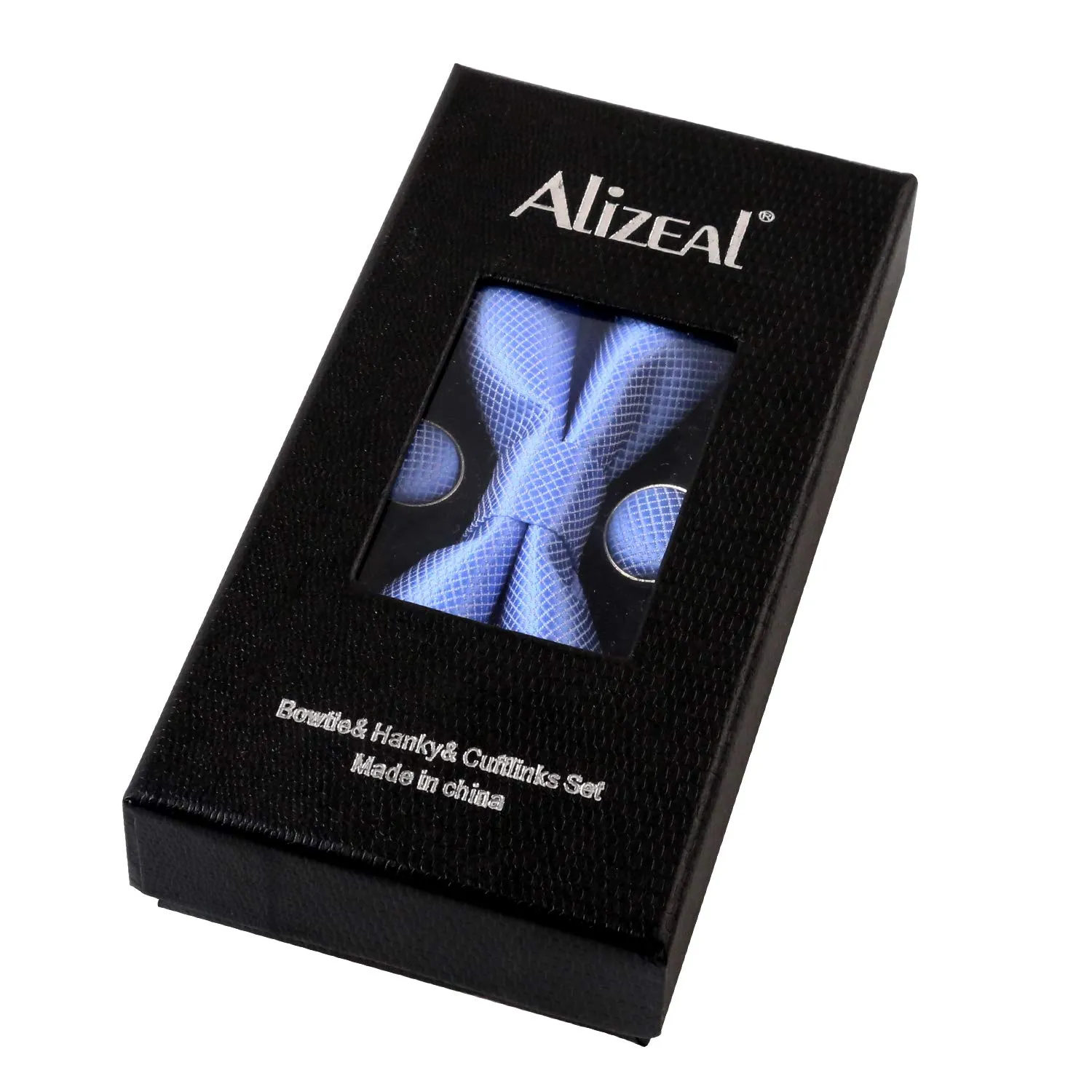 Alizeal Set Papillon Pre-legato, Gemelli e Quadrato da Tasca - Grigio Scuro - immagine 7