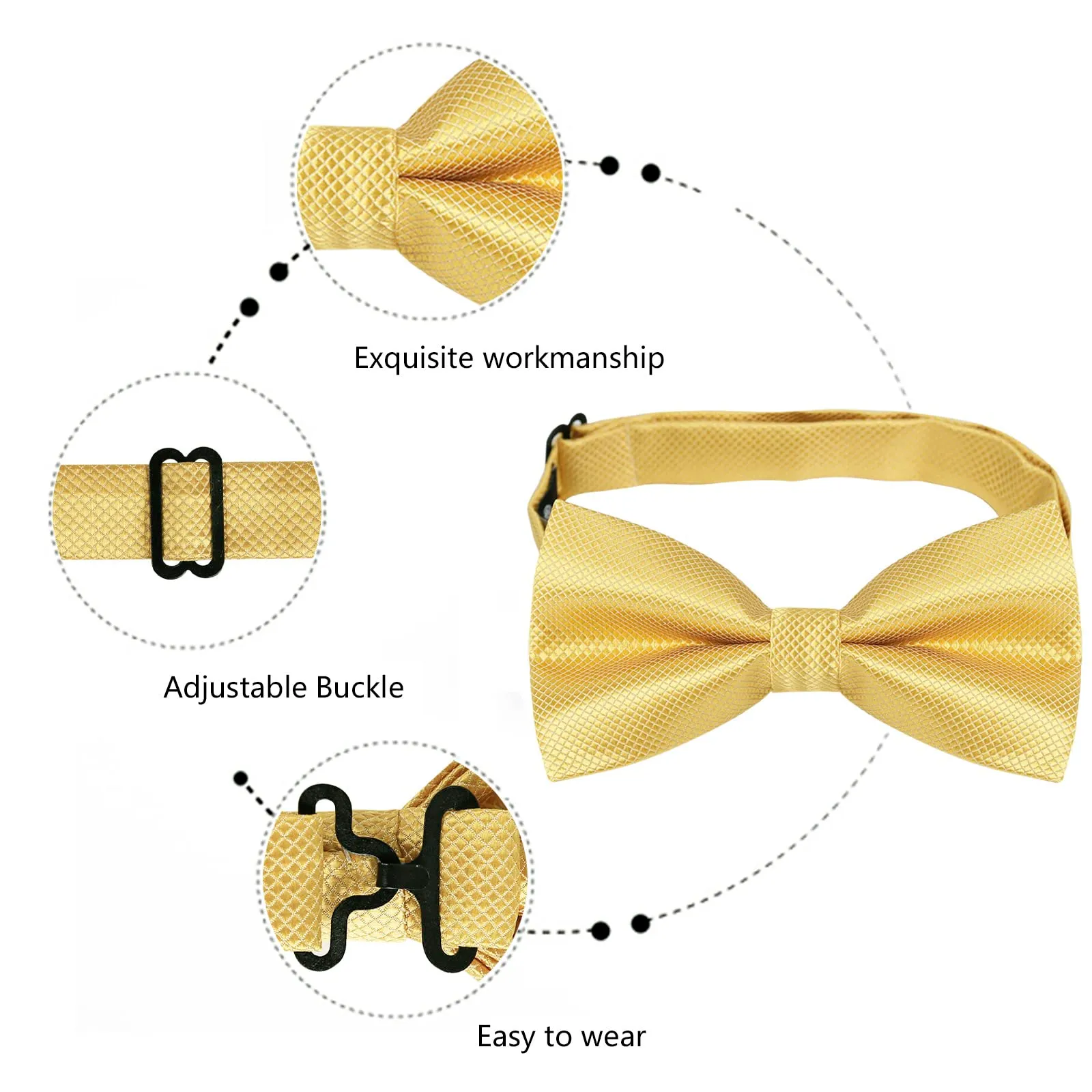 Alizeal Set da Uomo con Papillon, Fazzoletto e Gemelli, 054-Oro Champagne, Taglia Unica - immagine 5