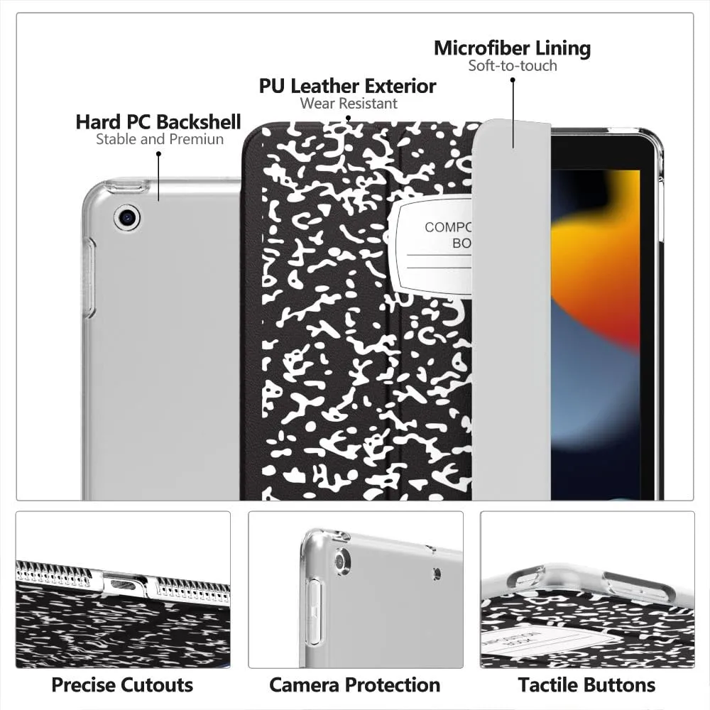 MoKo Cover for iPad 9th/8th/7th Gen 10.2" (2021/2020/2019) - Quaderno Nero - immagine 4