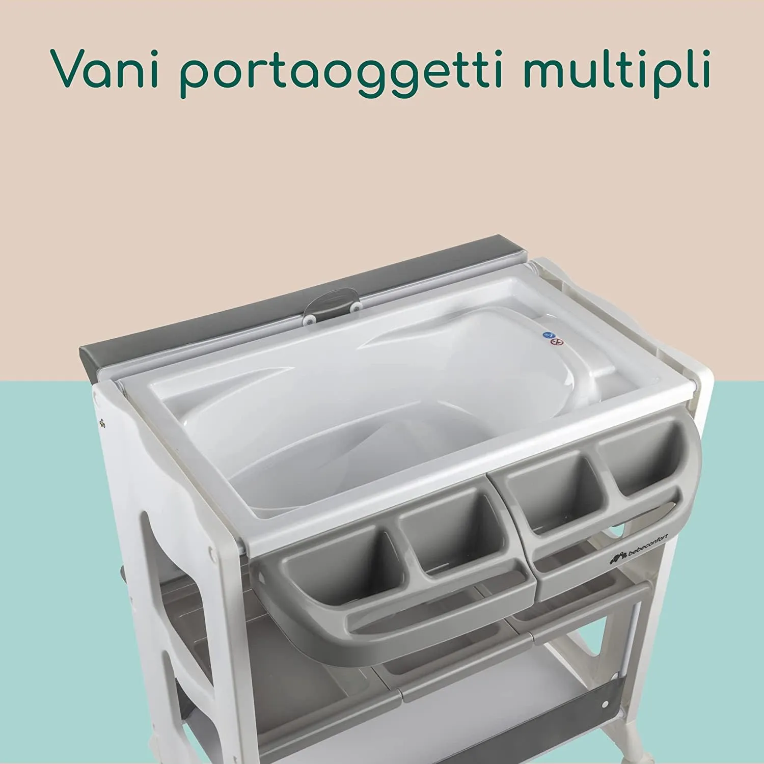 Bebeconfort Dolphy Fasciatoio con Vaschetta Bagnetto 2 in 1, 0-12 Mesi, Grey Mist - immagine 5