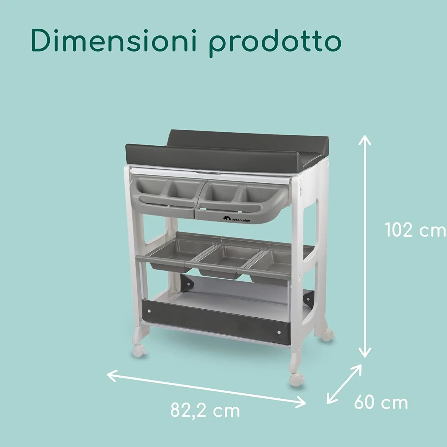 Bebeconfort Dolphy Fasciatoio con Vaschetta Bagnetto 2 in 1, 0-12 Mesi, Grey Mist - immagine 6