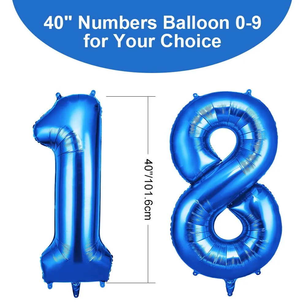 OFFCUP Palloncini Compleanno Blu 101 cm Numero 18/81 - immagine 2