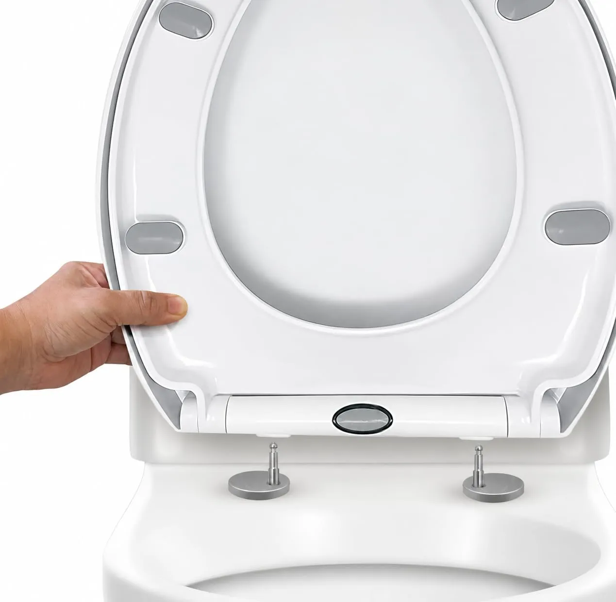 CUQOO Copriwater Universale Soft Close, Bianca, 44 cm x 37 cm - immagine 1