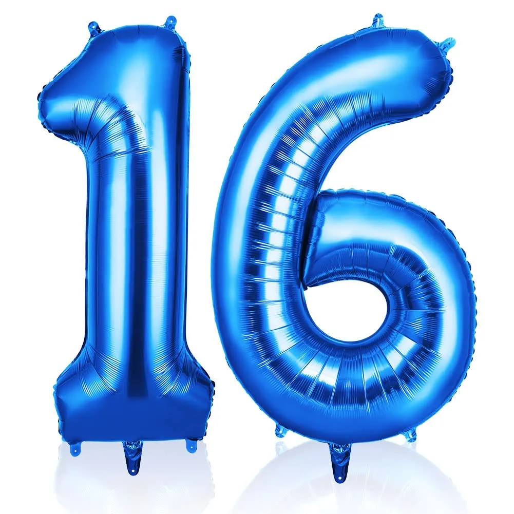 OFFCUP Palloncini Compleanno Blu 101 cm, Numero 16/61 - immagine 1