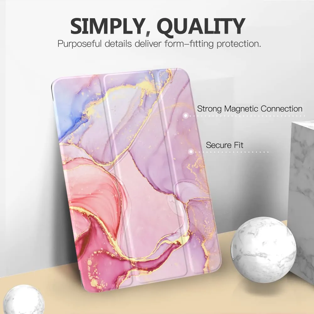 MoKo Cover for iPad 9th/8th/7th Gen 10.2", Marmorizzato Rosa Chiaro - immagine 3