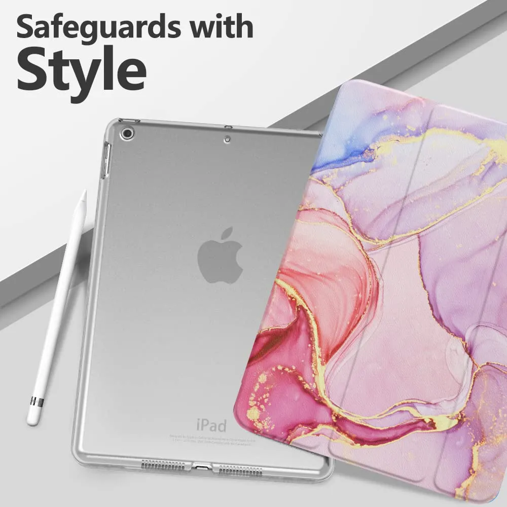 MoKo Cover for iPad 9th/8th/7th Gen 10.2", Marmorizzato Rosa Chiaro - immagine 9
