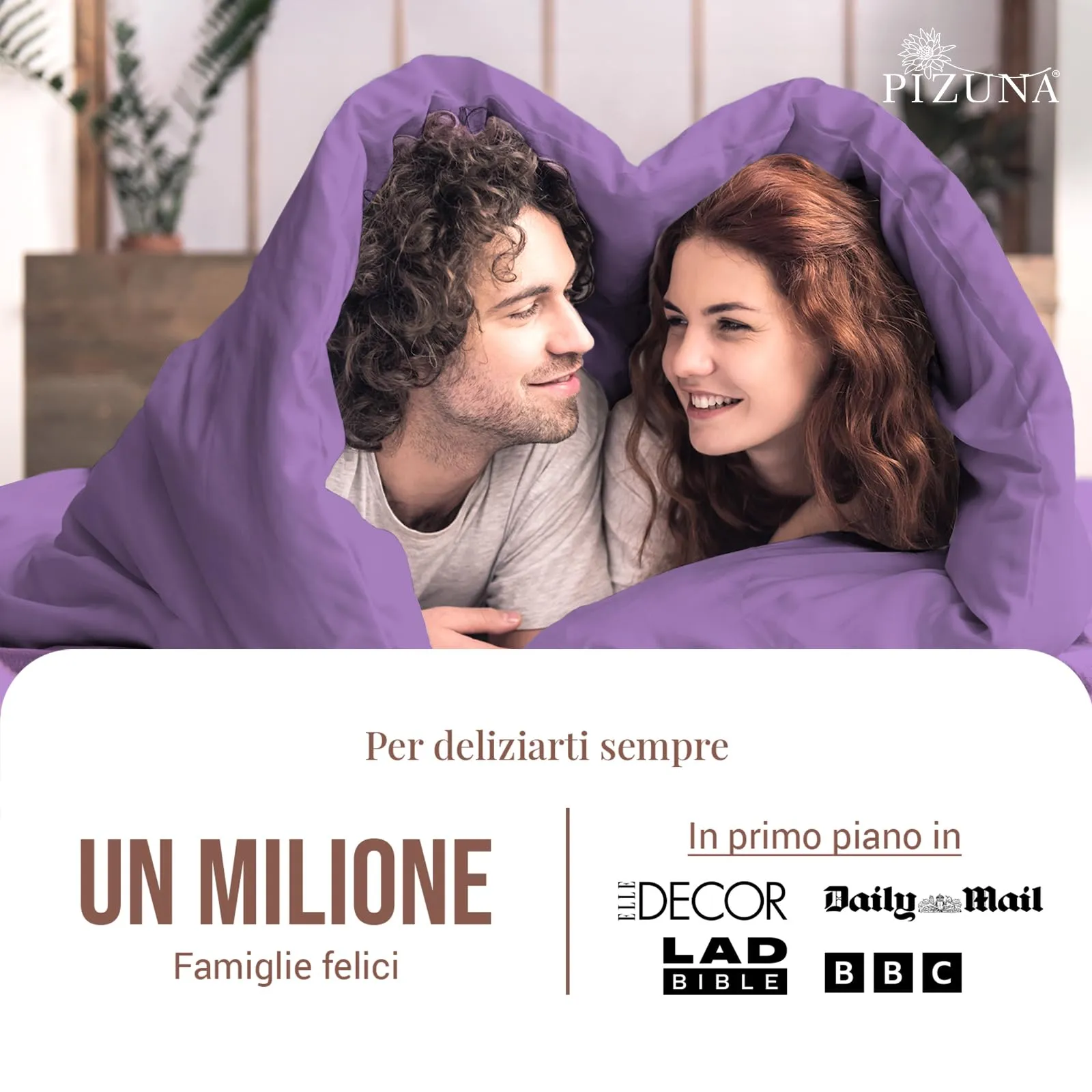 Pizuna Linens Set Copripiumino Matrimoniale in Cotone 400 Fili, 240x200 cm, Porpora, 3 Pezzi - immagine 4