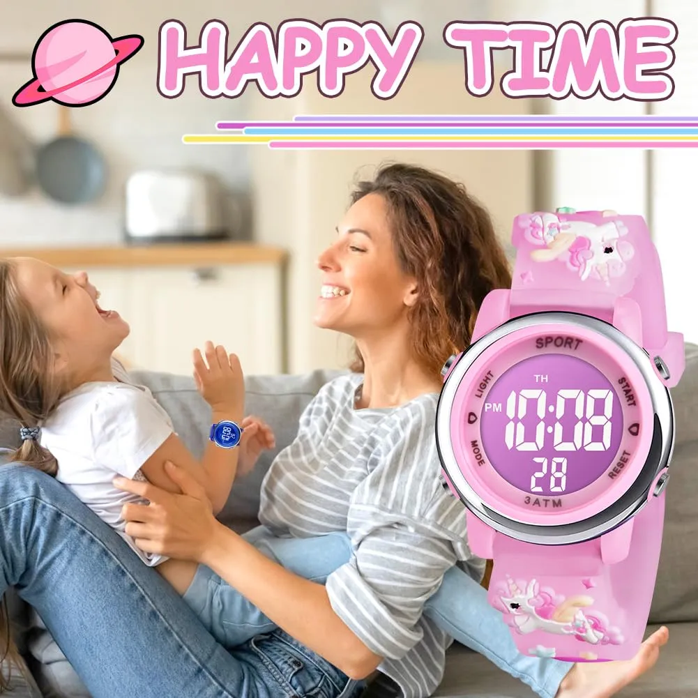 Vicloon Orologio Digitale per Bambini Unicorno 3D, Impermeabile con Retroilluminazione a 7 Colori - immagine 7