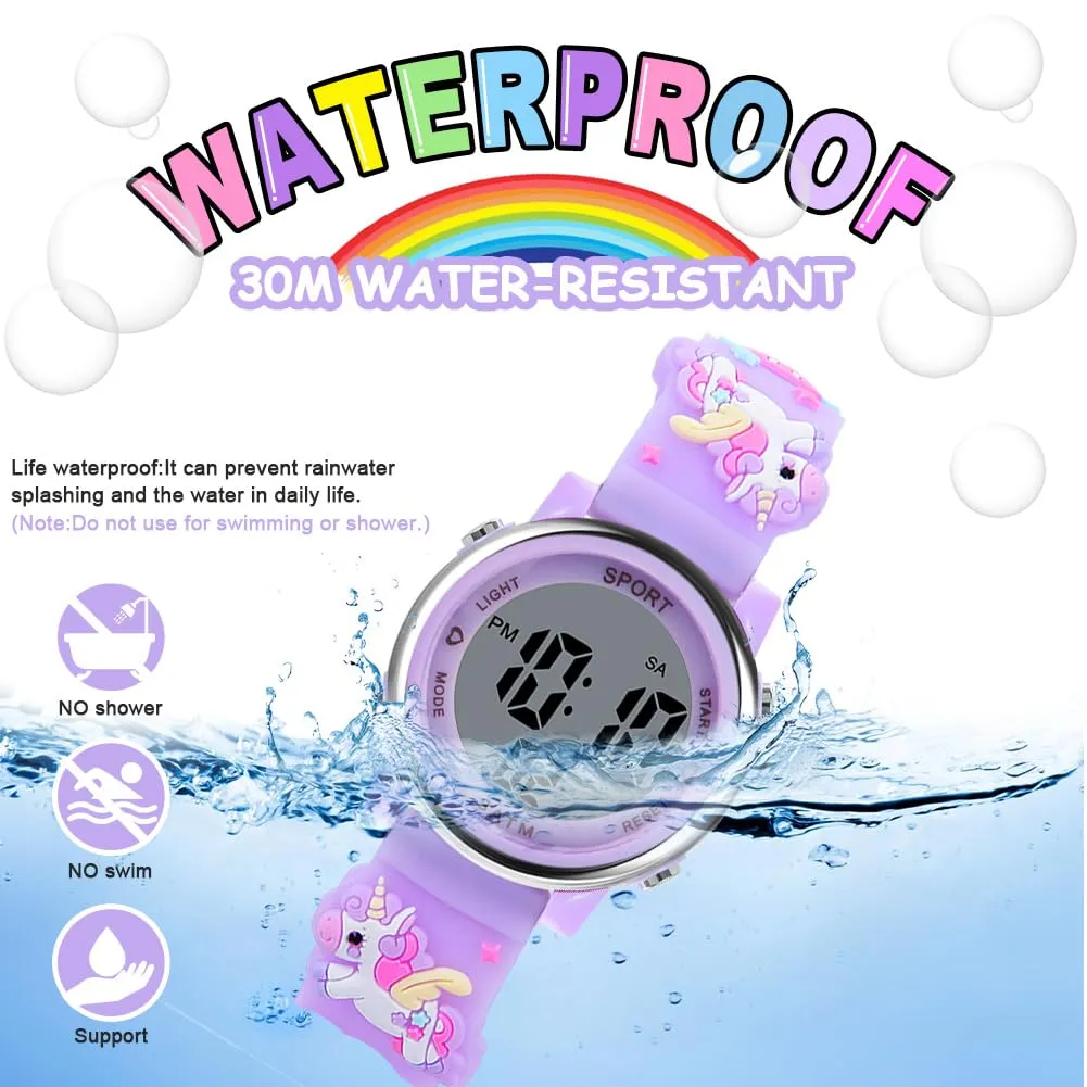 Vicloon Orologio Digitale per Bambini, Design Unicorno 3D, Waterproof, Retroilluminazione a 7 Colori - immagine 5