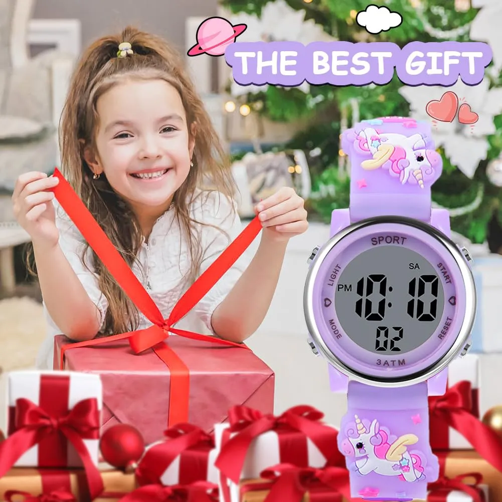 Vicloon Orologio Digitale per Bambini, Design Unicorno 3D, Waterproof, Retroilluminazione a 7 Colori - immagine 6