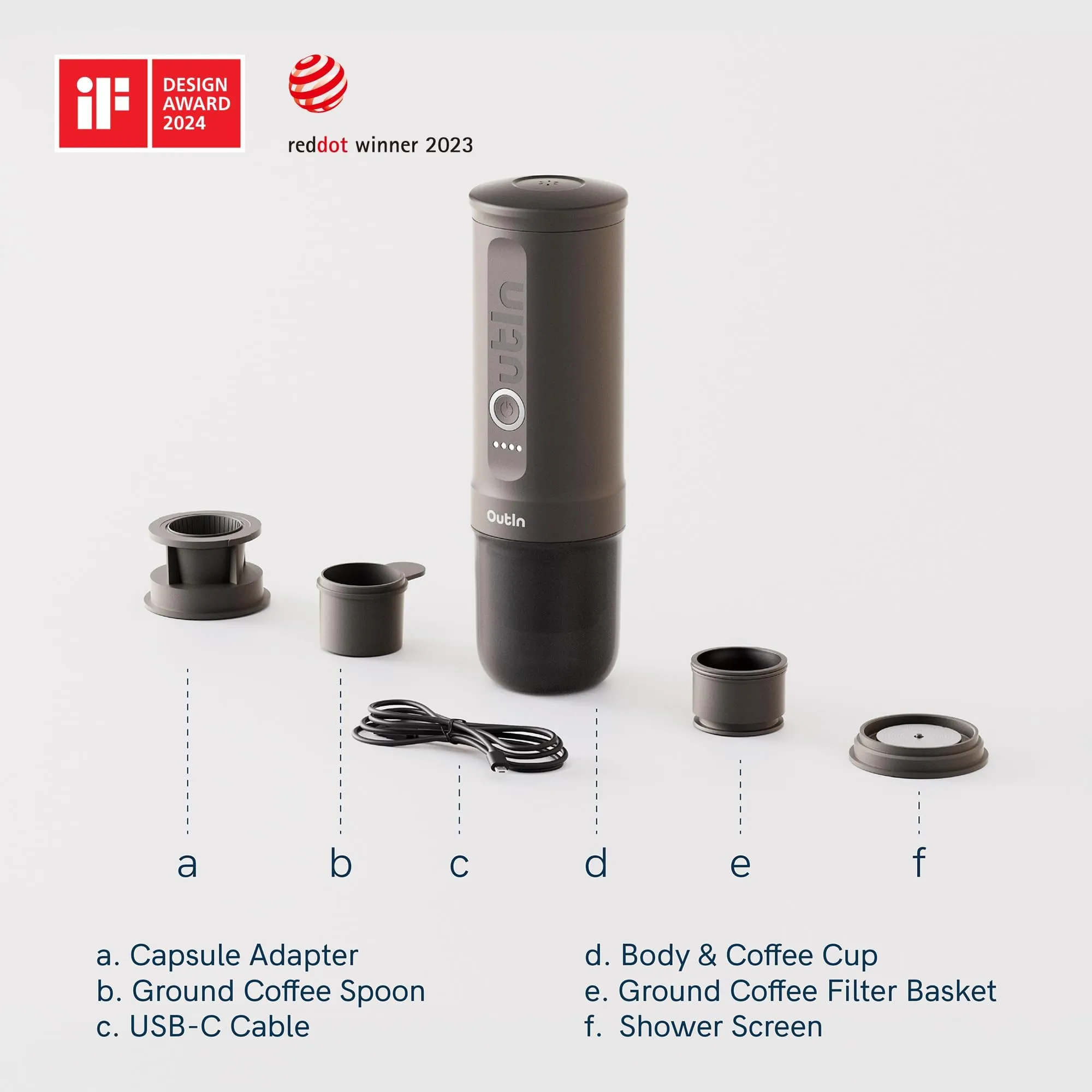 OutIn Nano Macchina da caffè espresso elettrica portatile, Pearl White - immagine 2