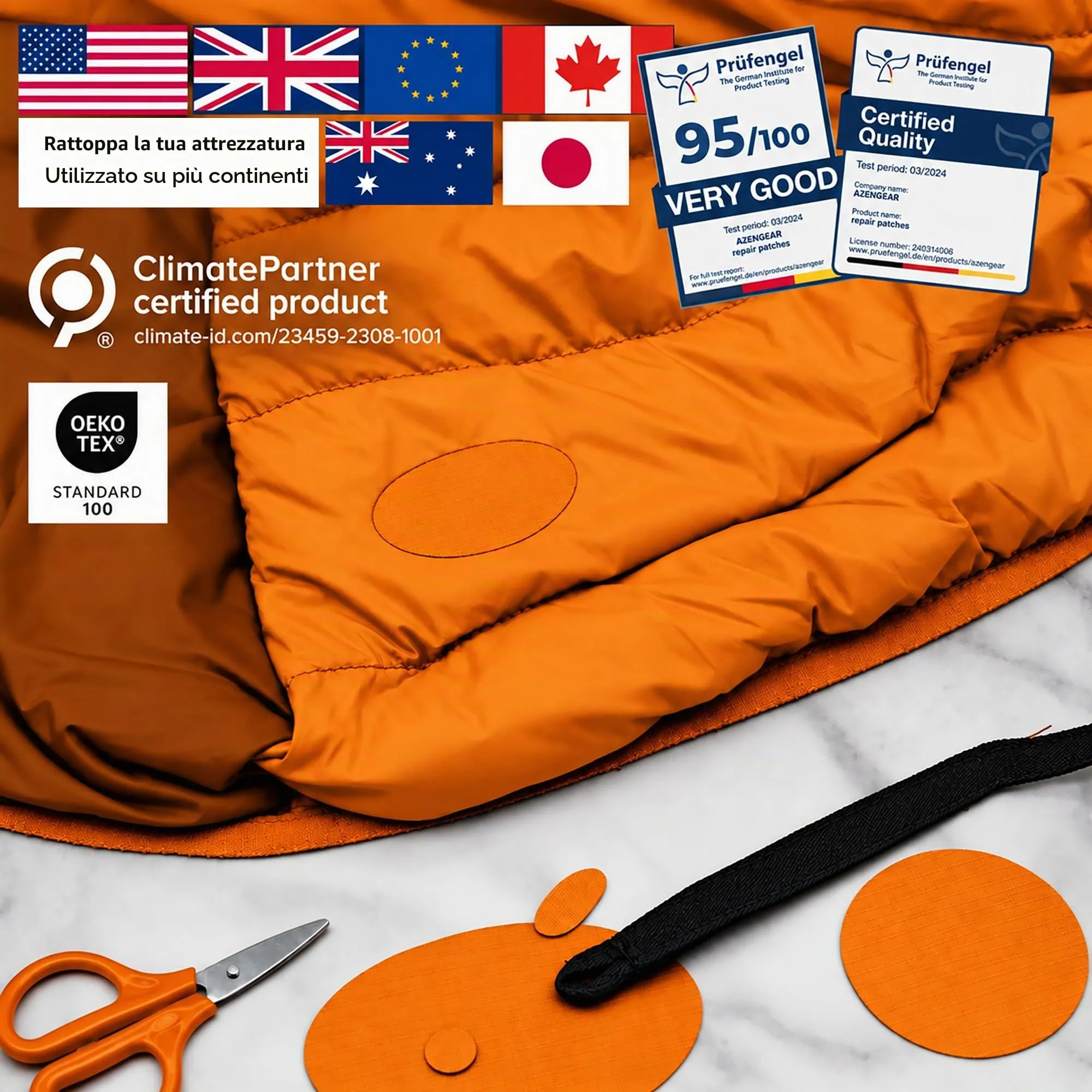 aZengear Toppe di Riparazione Impermeabili per Piumino e Tenda, 11 Pezzi, Arancione - immagine 4