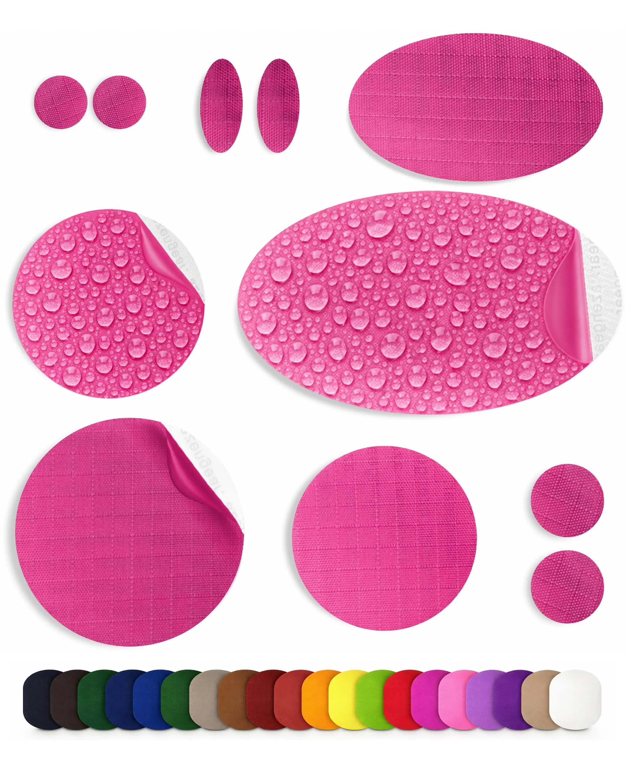aZengear Toppe di Riparazione Impermeabili per Piumino e Tenda, 11 Pezzi, Rosa Scuro - immagine 1