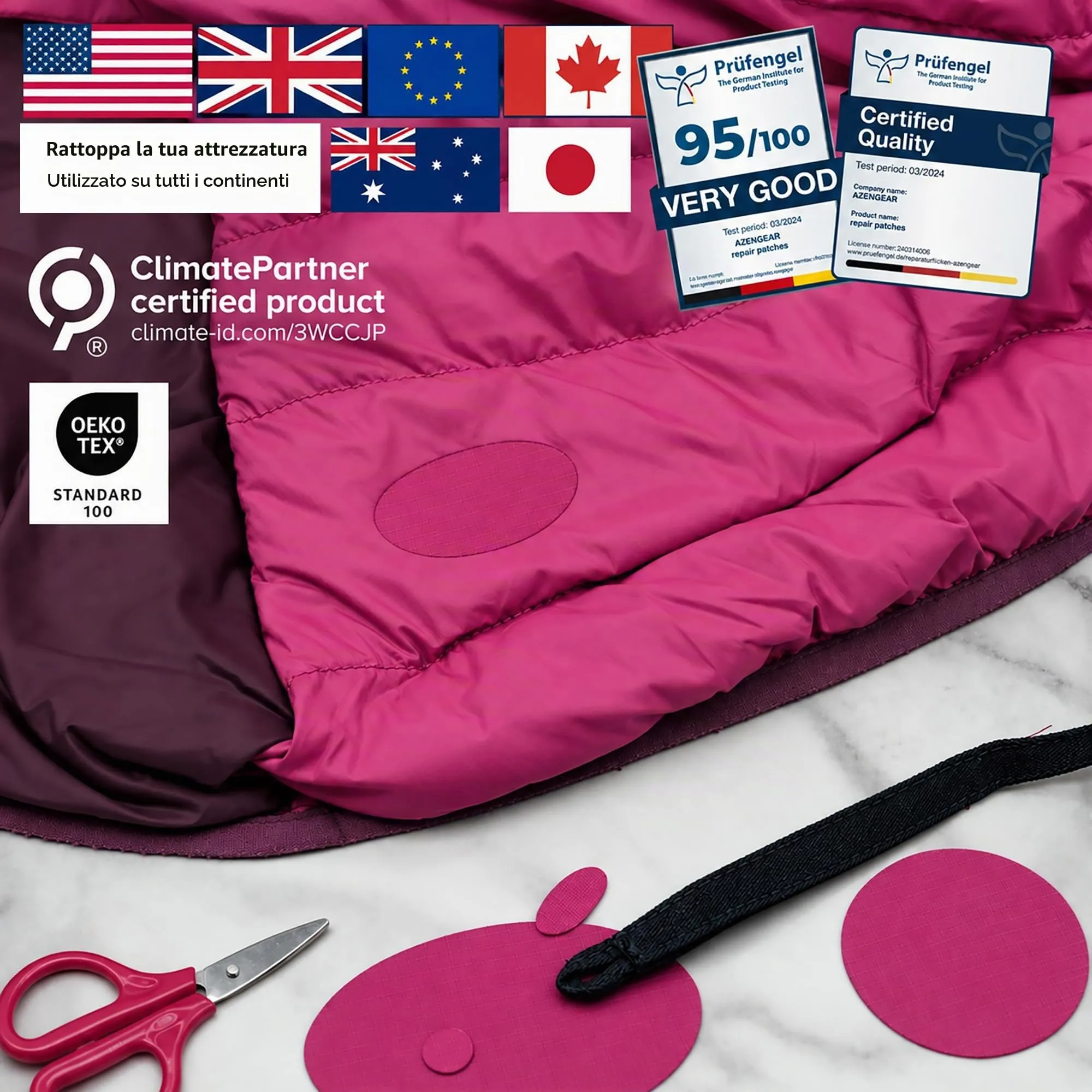 aZengear Toppe di Riparazione Impermeabili per Piumino e Tenda, 11 Pezzi, Rosa Scuro - immagine 4
