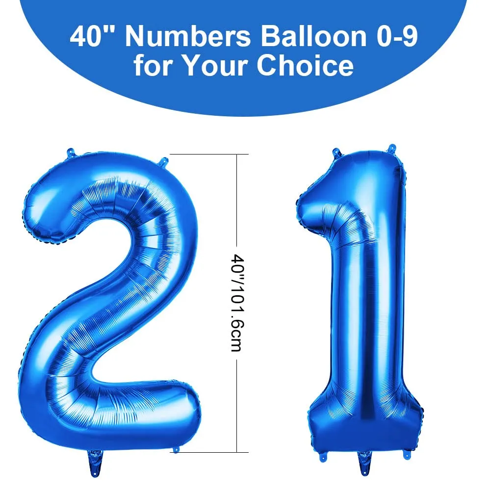 OFFCUP Palloncini Numero 21 Blu, 101 cm - immagine 2