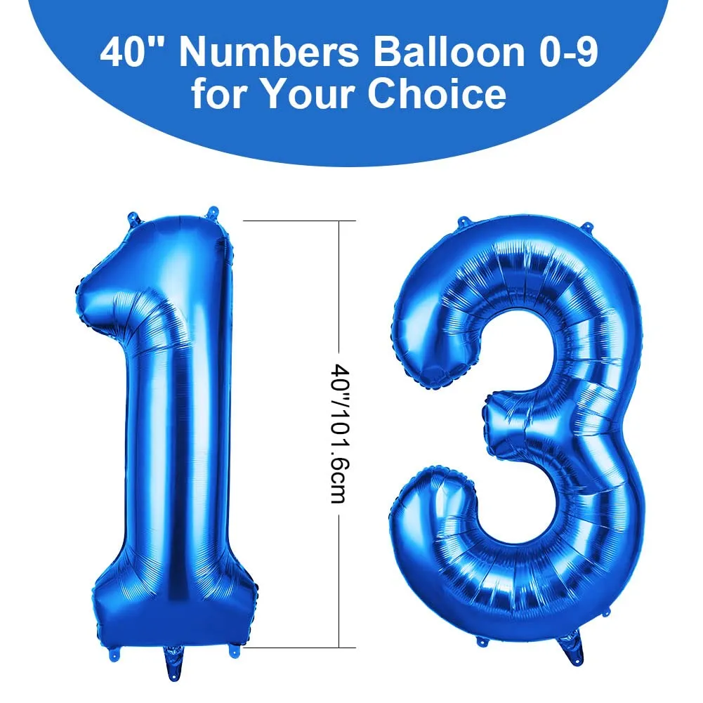 OFFCUP Palloncini Compleanno Blu 101 cm, Numero 13/31 - immagine 2