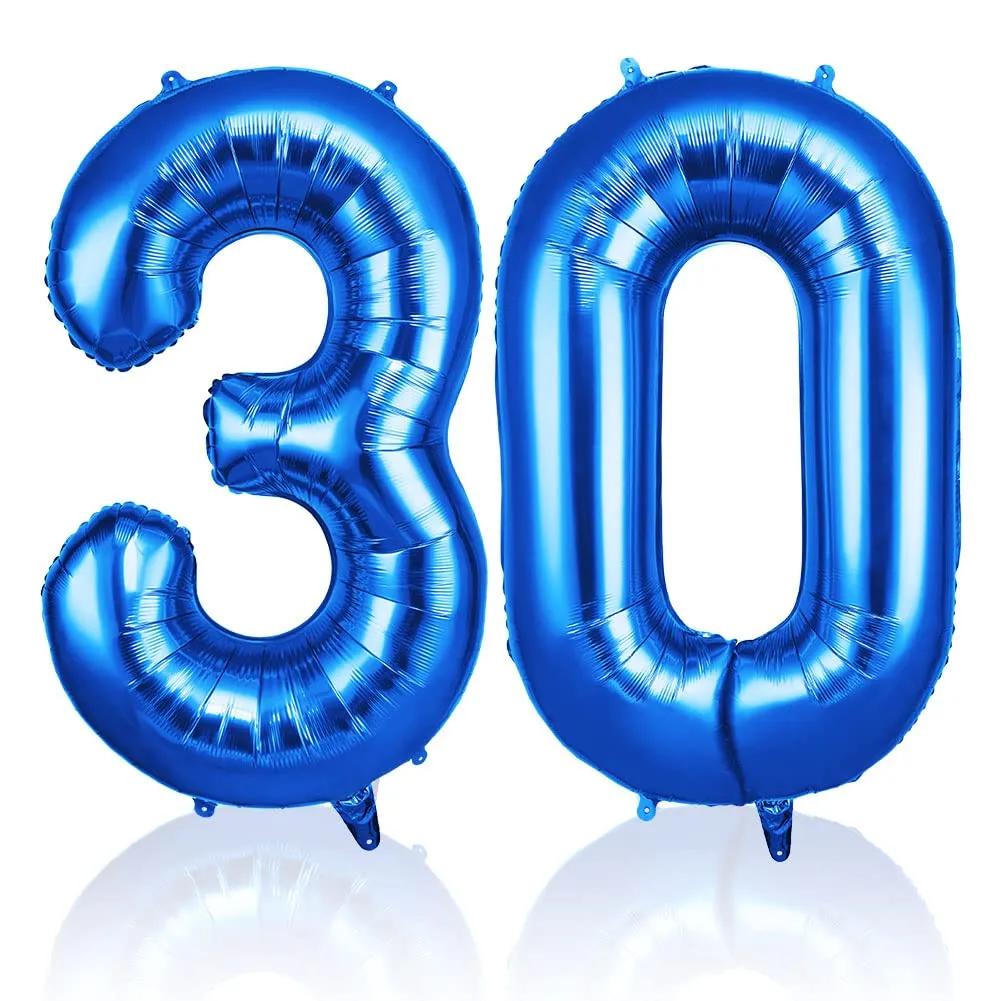 OFFCUP Palloncini Compleanno Blu, Numero 30, 101 cm - immagine 1