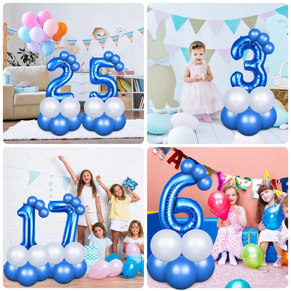 OFFCUP Palloncini Compleanno Blu, Numero 30, 101 cm - immagine 7