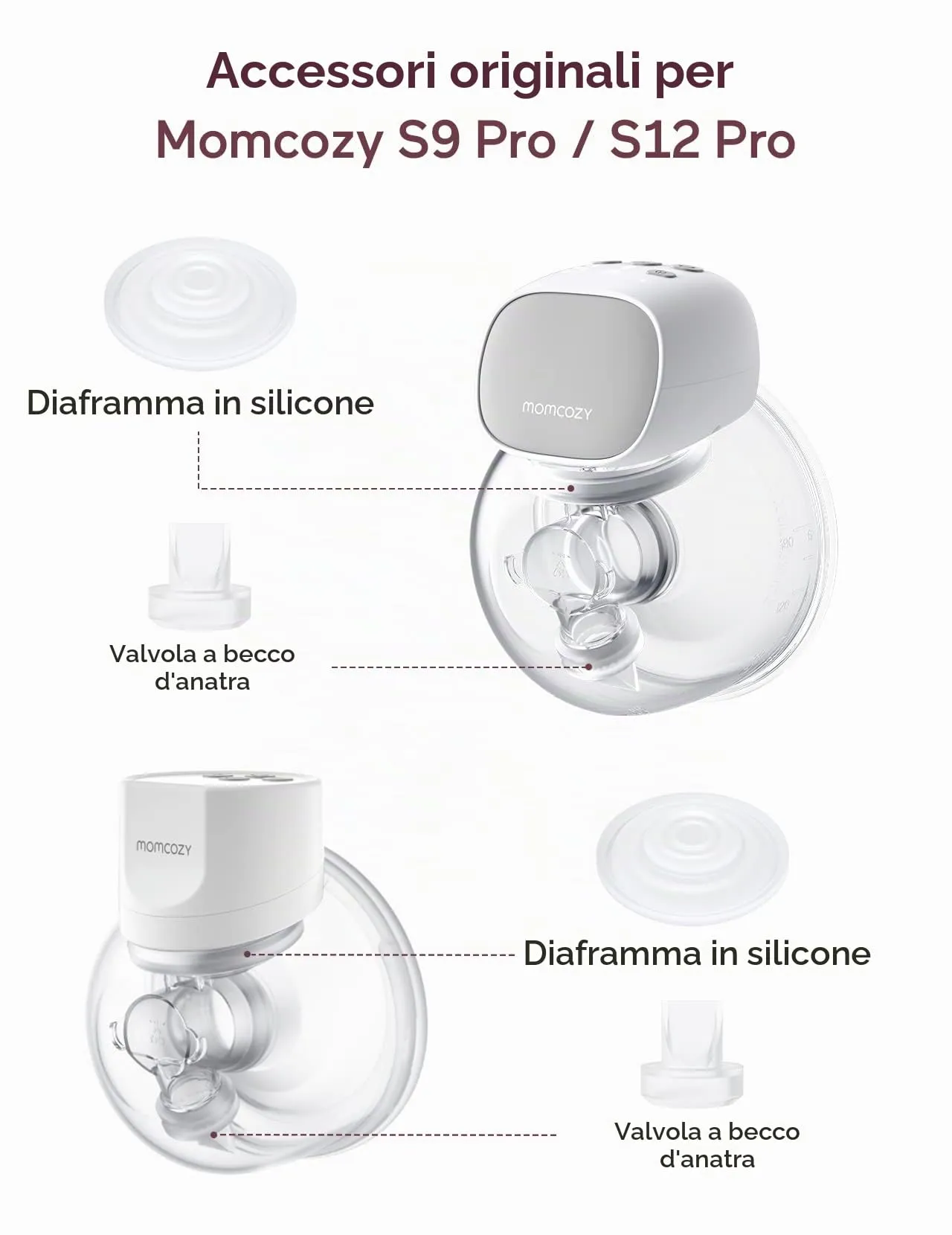 Momcozy Valvole a Becco d'Anatra e Diaframma in Silicone per S9 Pro/S12 Pro - immagine 5