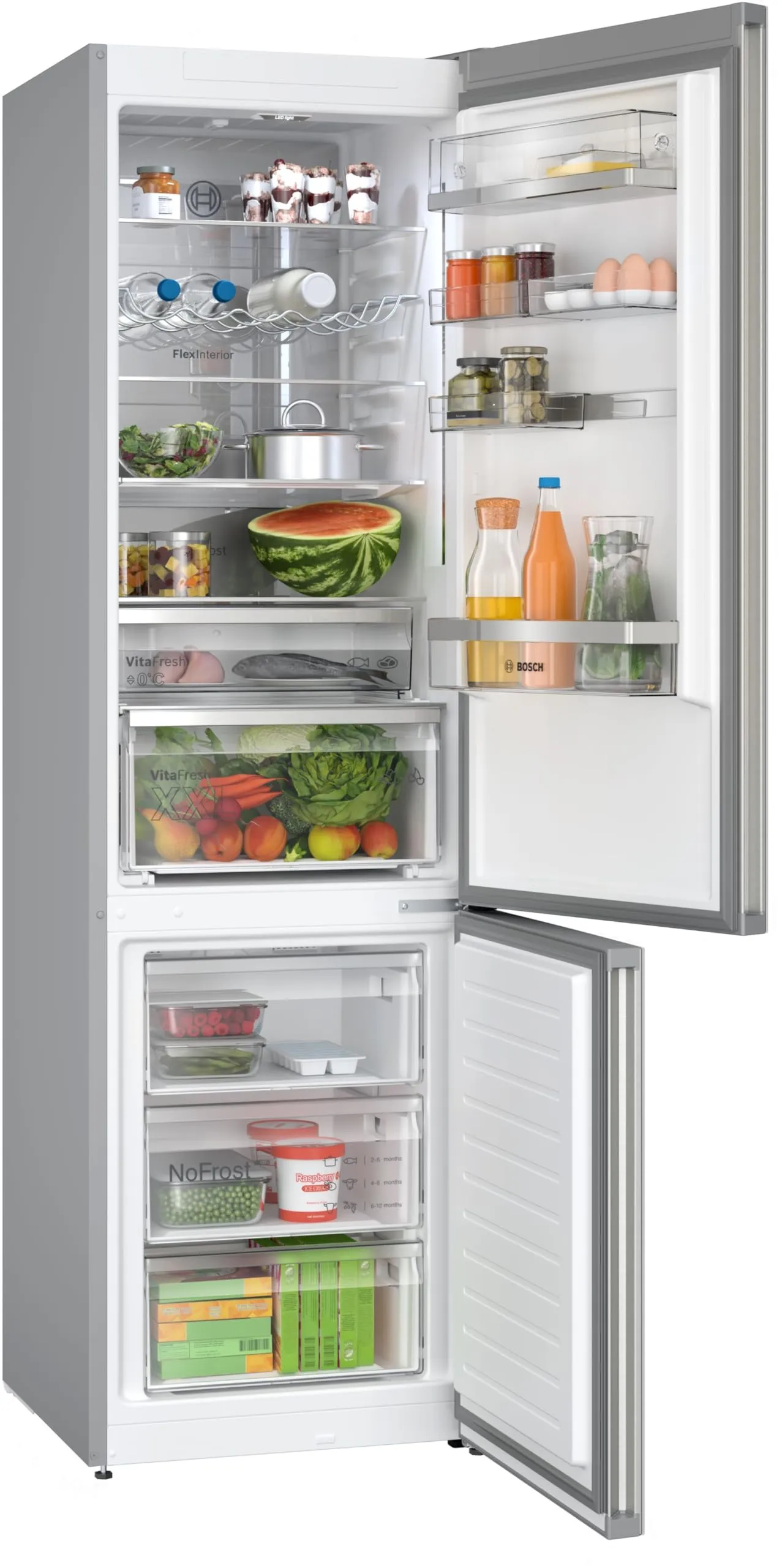 Bosch Serie 6 KGN394ICF Total No Frost Fridge Freezer, 203x60 cm, Acciaio - immagine 3