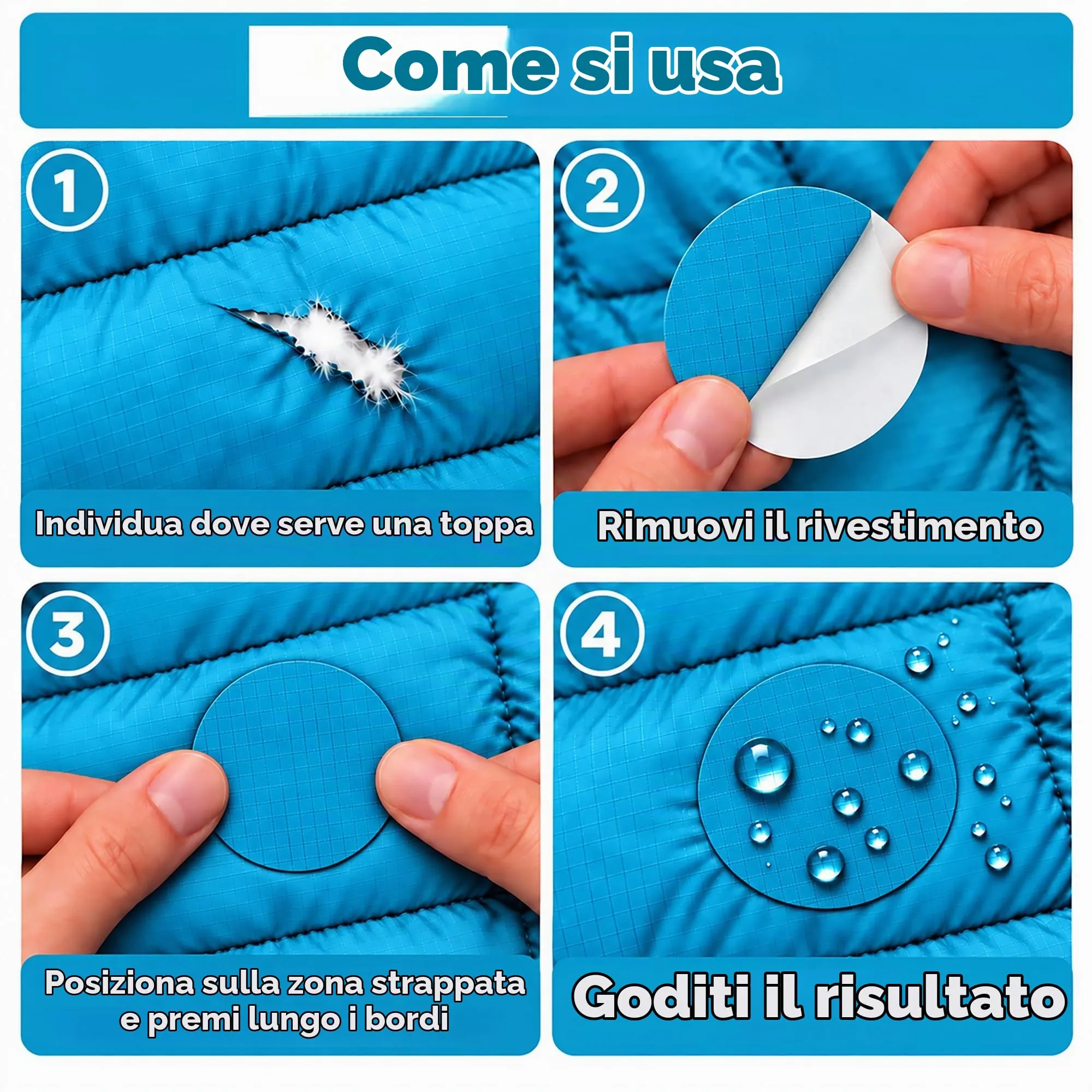 aZengear Toppe di Riparazione Impermeabili per Piumino e Tenda, 11 Pezzi, Turchese - immagine 2