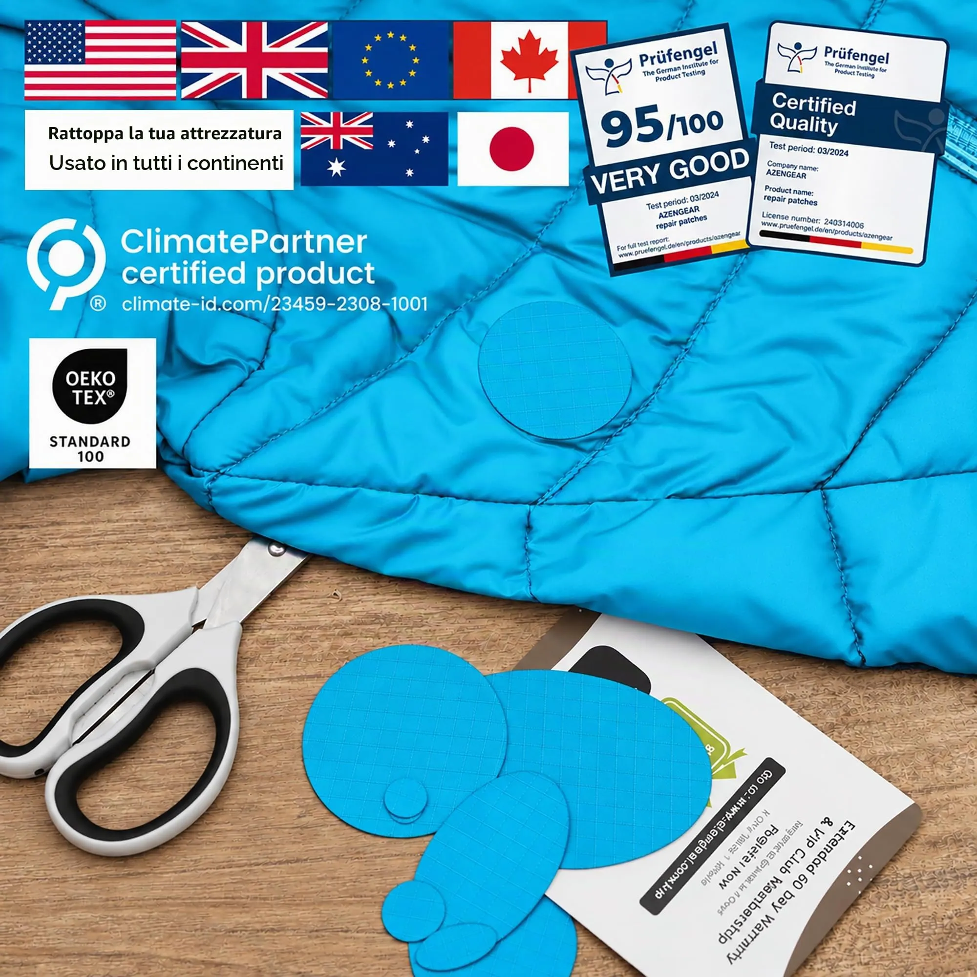 aZengear Toppe di Riparazione Impermeabili per Piumino e Tenda, 11 Pezzi, Turchese - immagine 4