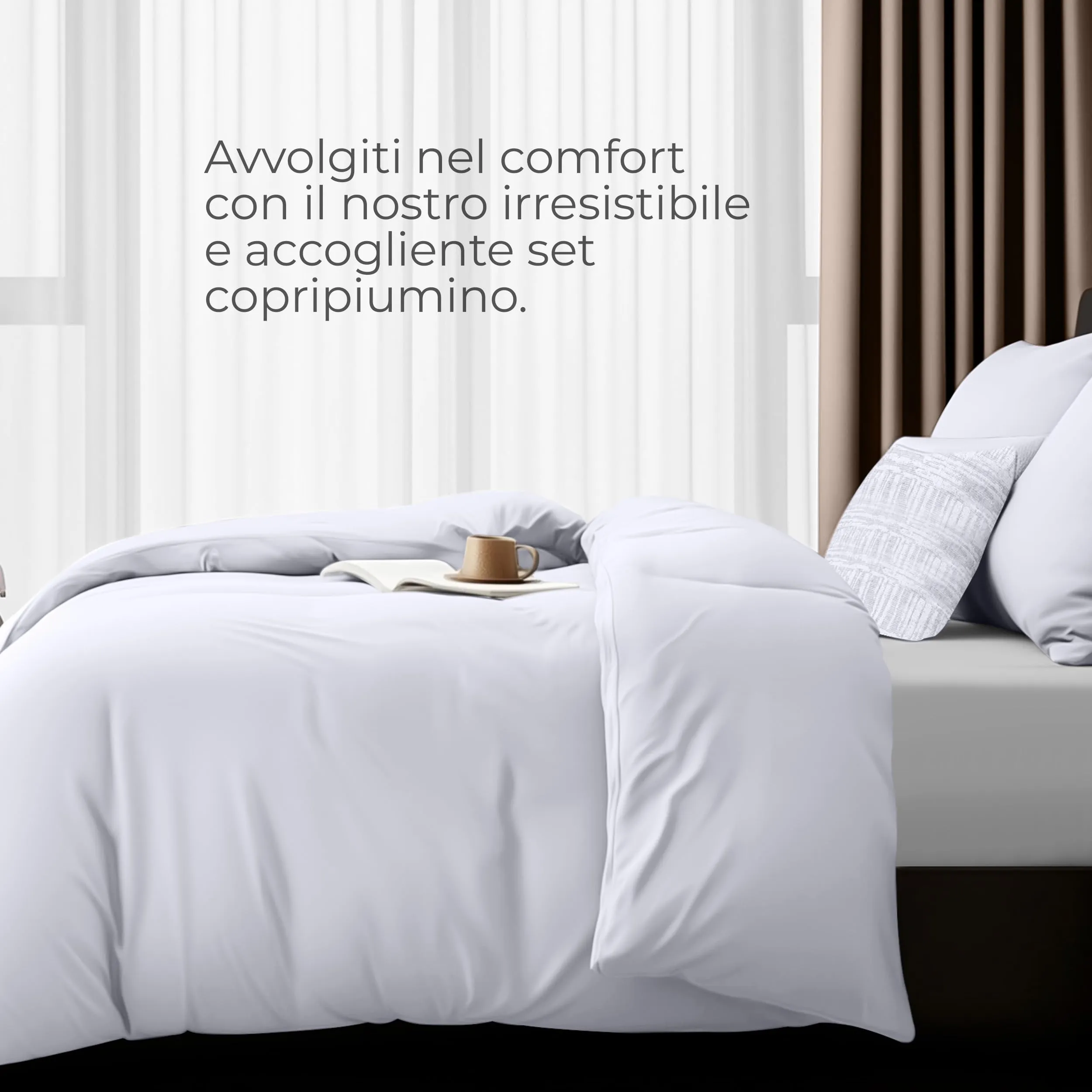 Utopia Bedding Copripiumino in Microfibra, 2 pezzi 135x200cm + 2 Federe 80x80cm, Bianco - immagine 3