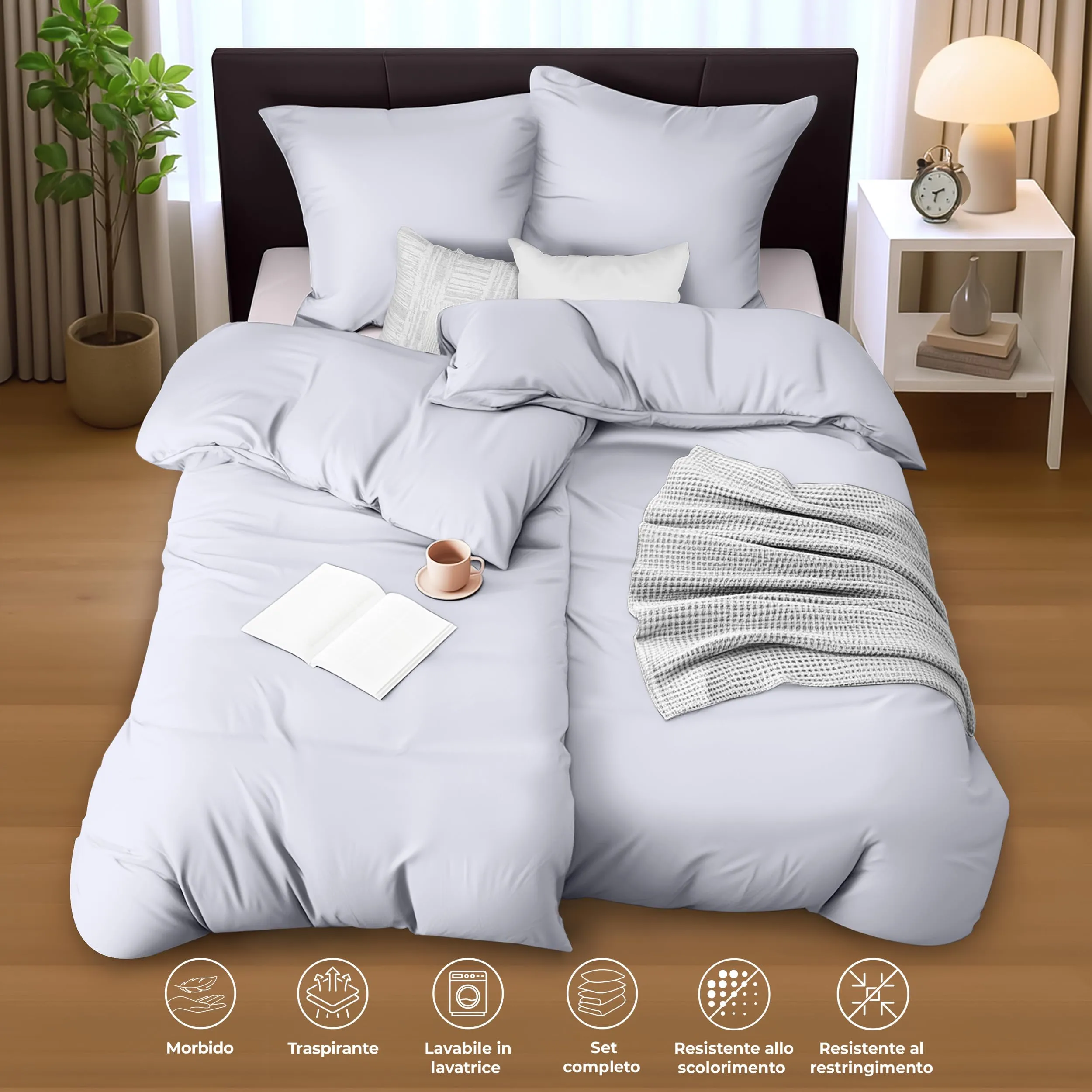 Utopia Bedding Copripiumino in Microfibra, 2 pezzi 135x200cm + 2 Federe 80x80cm, Bianco - immagine 5