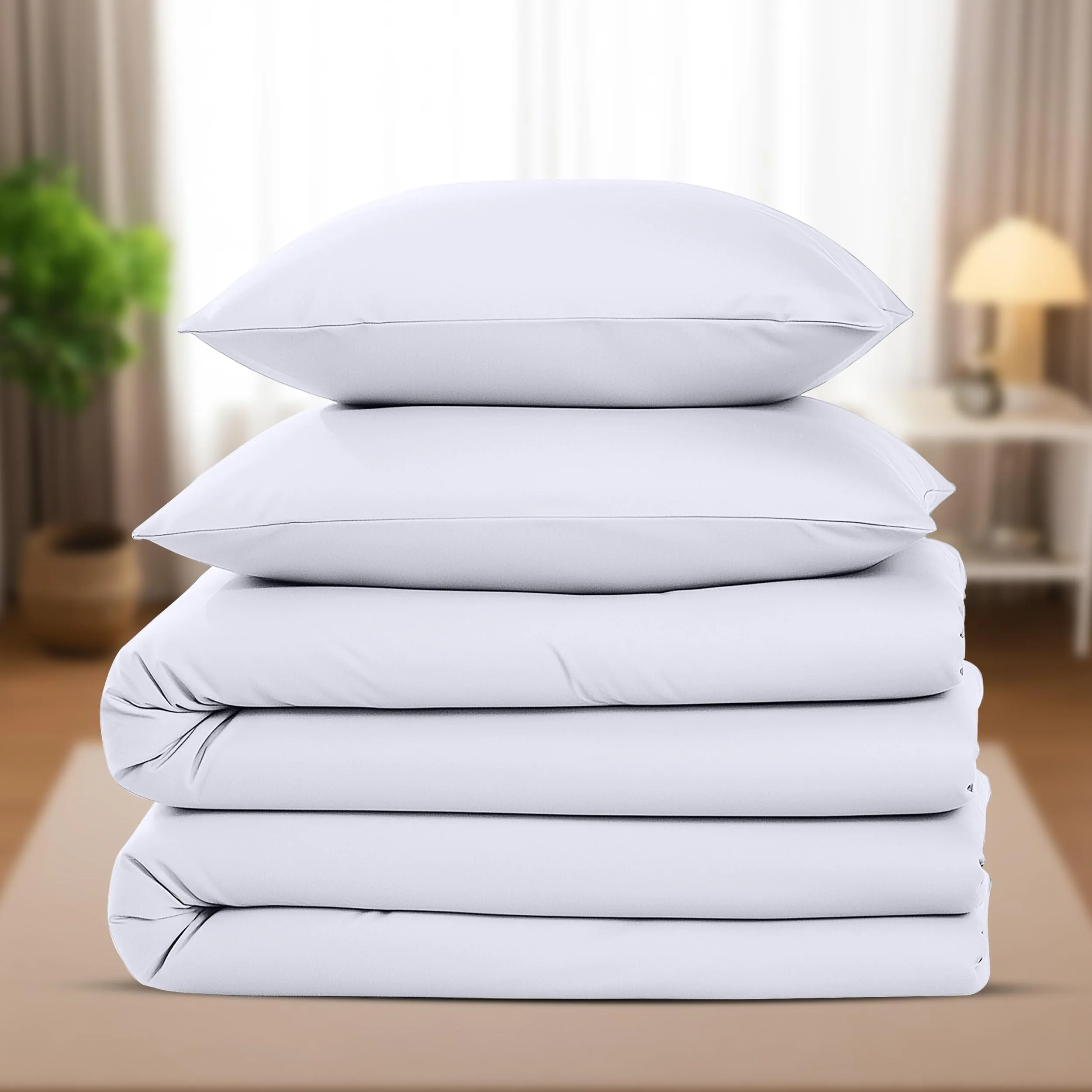 Utopia Bedding Copripiumino in Microfibra, 2 pezzi 135x200cm + 2 Federe 80x80cm, Bianco - immagine 6