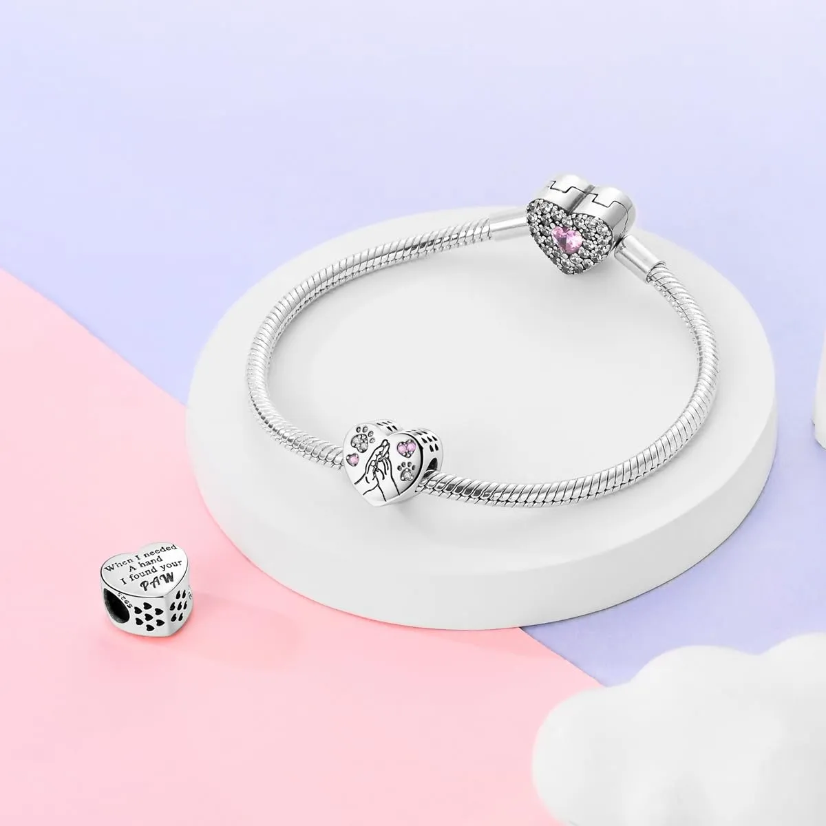 TINSLO Bead Charm Ciondolo Argento Sterling 925 con Cubic Zirconia per Braccialetti e Collane Europei - immagine 3