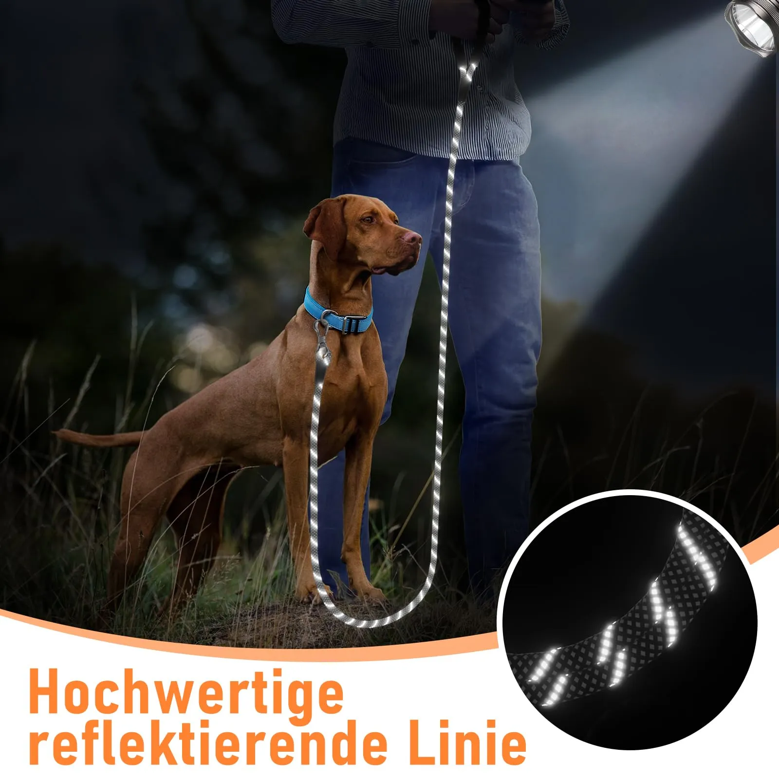 X XBEN Guinzaglio Addestramento per Cani in Nylon, 10 M x 8 mm, con Gancio di Sicurezza e Maniglia Imbottita - immagine 6