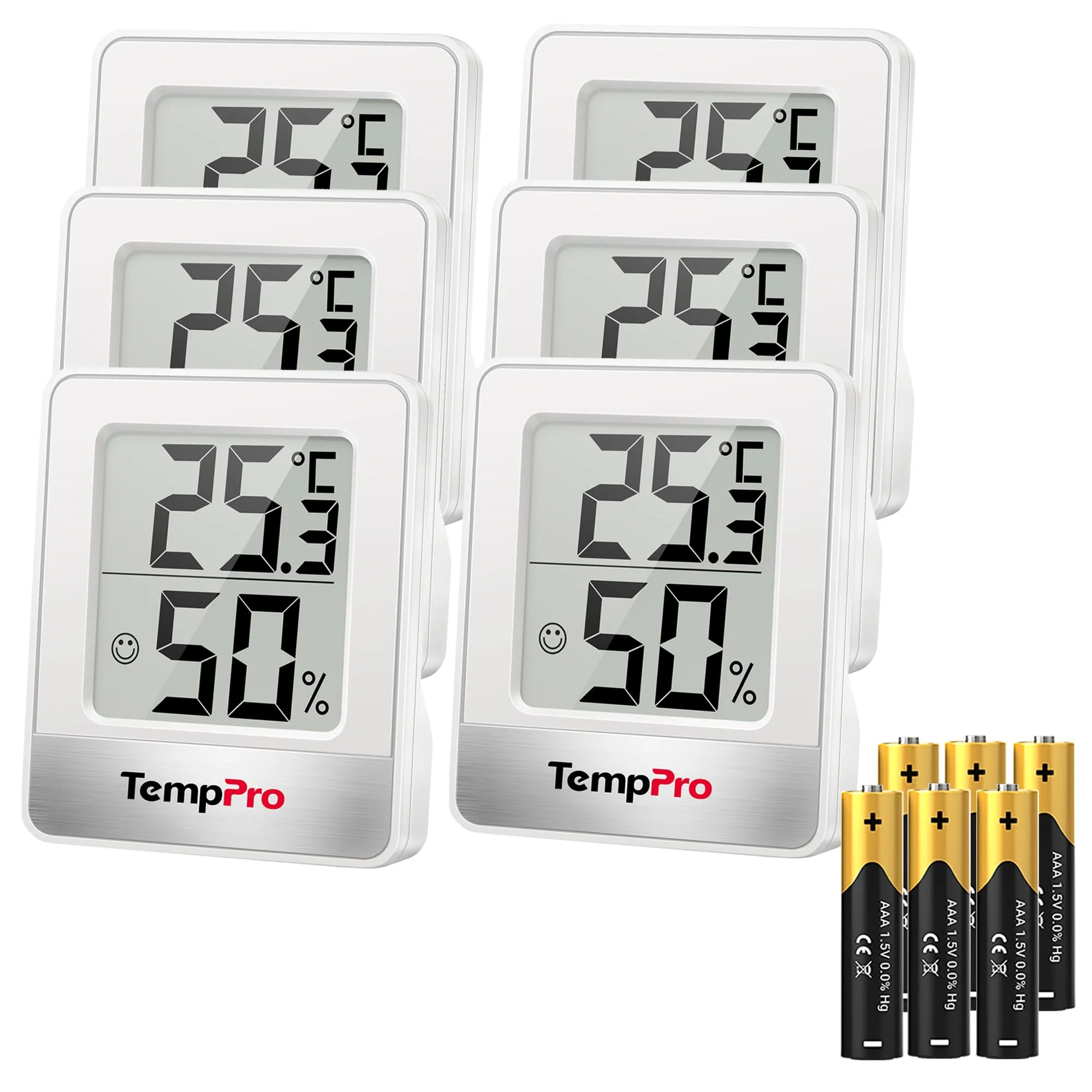 TempPro TP49 Igrometro Digitale e Termometro, 6 Pezzi - immagine 1