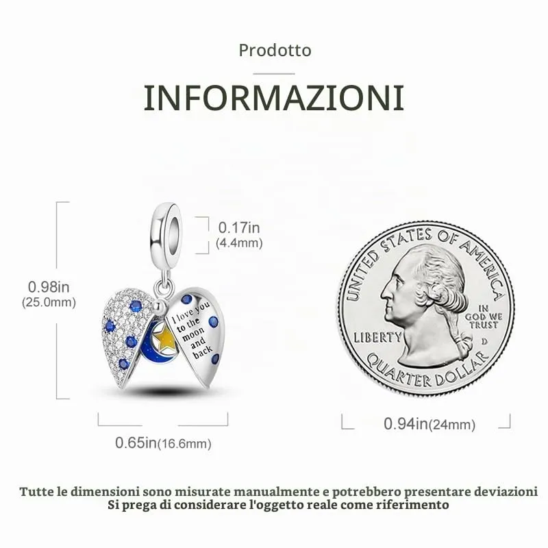 TINSLO Bead Charm in Argento Sterling 925 con Cubic Zirconia, Compatibile con Braccialetti e Collane Pandora e Europei - immagine 5