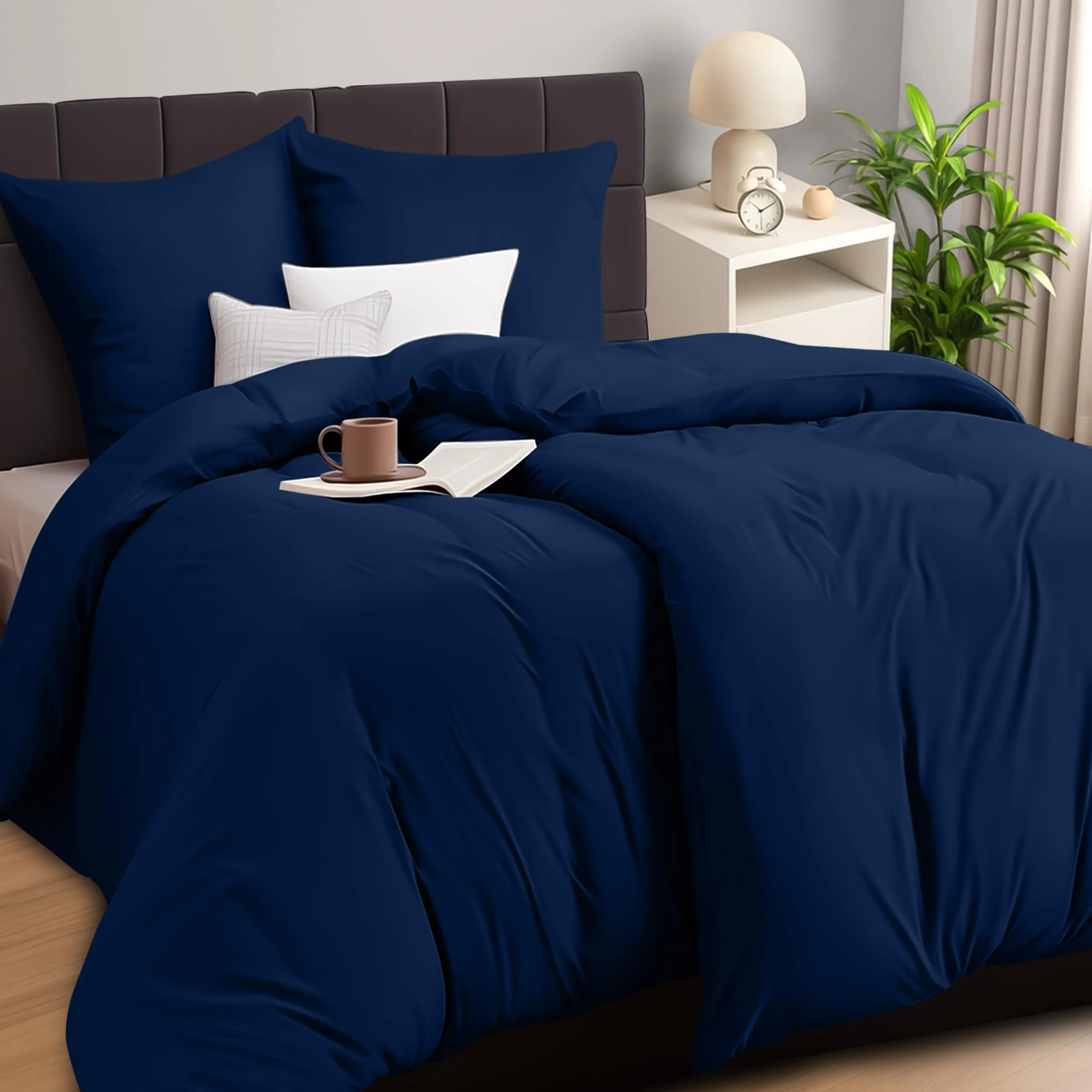 Utopia Bedding Copripiumino in Microfibra, 2 Pezzi 135x200cm e 2 Federe 80x80cm, Blu Navy - immagine 1