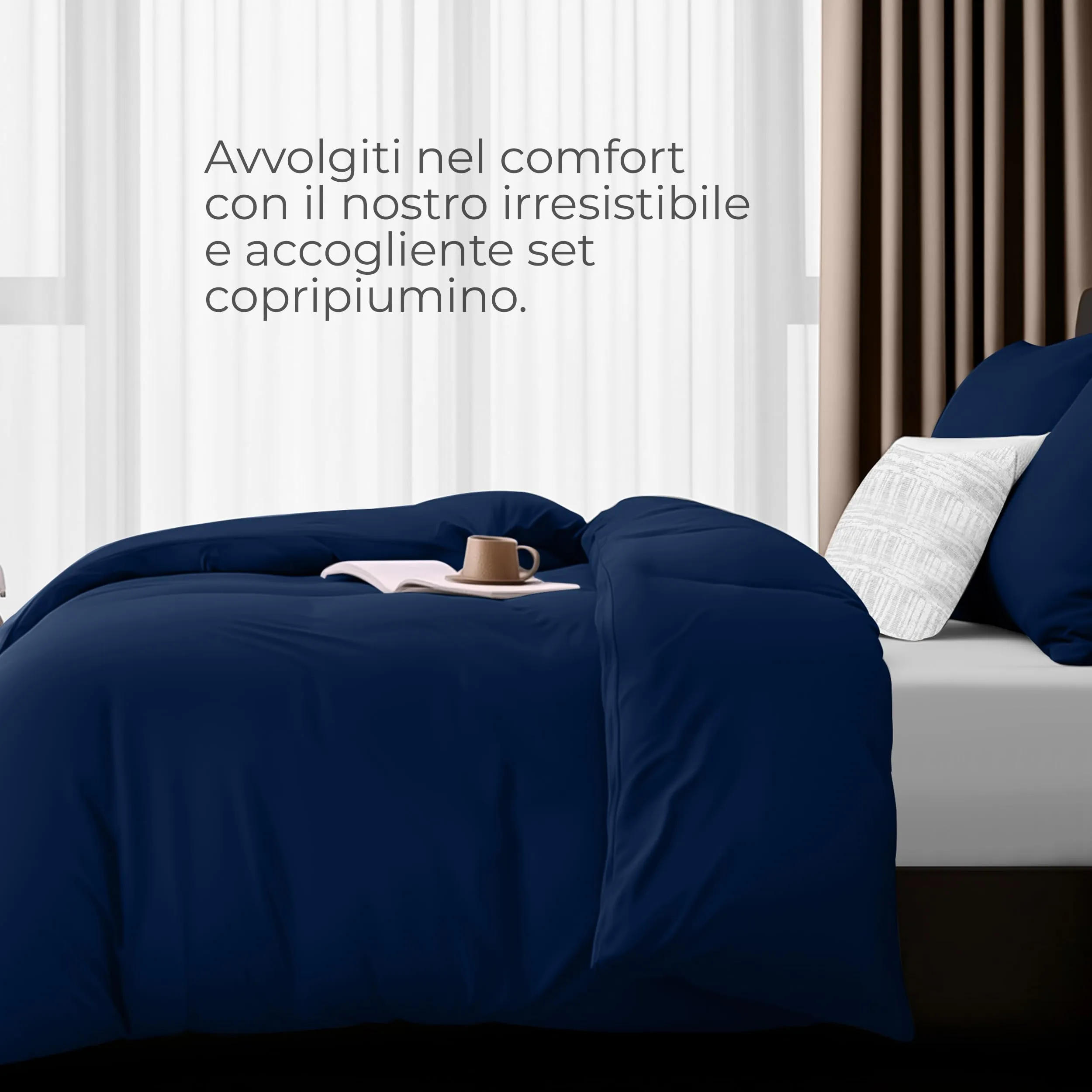 Utopia Bedding Copripiumino in Microfibra, 2 Pezzi 135x200cm e 2 Federe 80x80cm, Blu Navy - immagine 3
