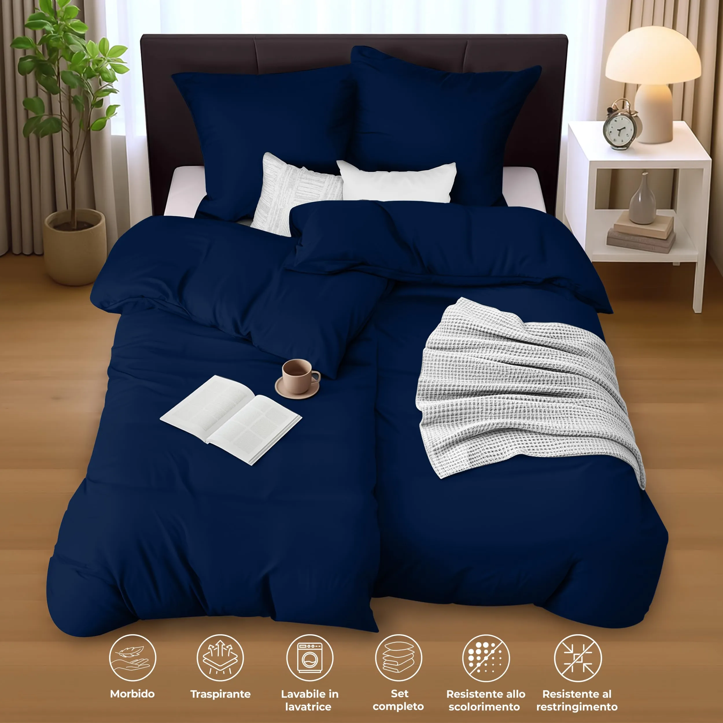 Utopia Bedding Copripiumino in Microfibra, 2 Pezzi 135x200cm e 2 Federe 80x80cm, Blu Navy - immagine 5