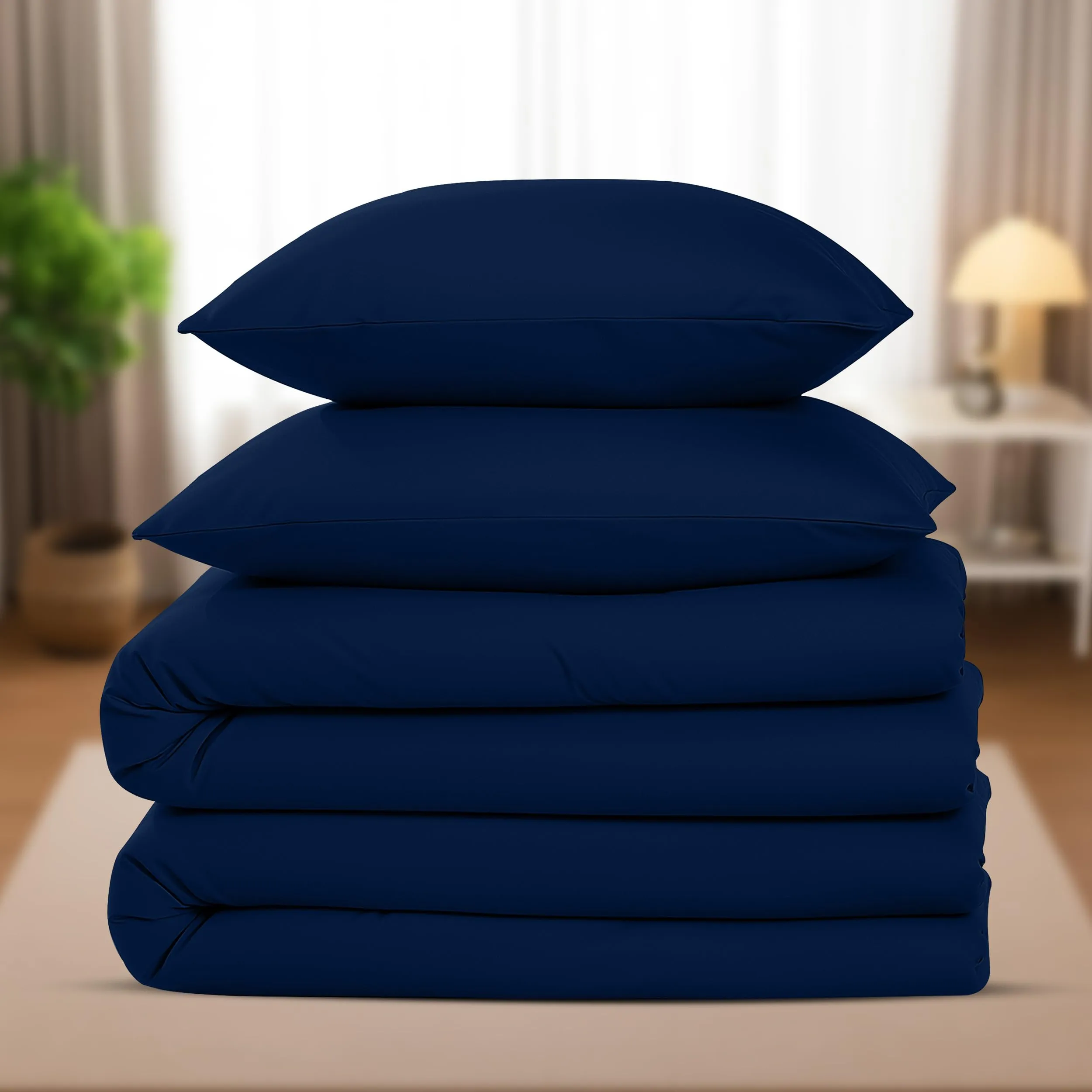 Utopia Bedding Copripiumino in Microfibra, 2 Pezzi 135x200cm e 2 Federe 80x80cm, Blu Navy - immagine 6