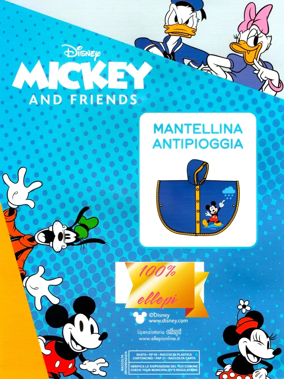 Ellepi Mantella Antipioggia Poncho Topolino per Bambino e Bambina, 5-6 anni - immagine 7