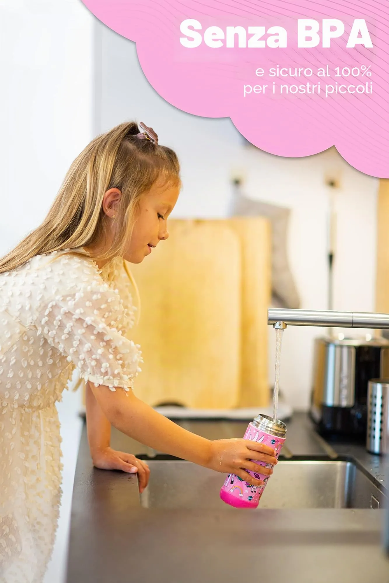 Jarlson MALI Borraccia Termica in Acciaio Inox per Bambini, 350 ml, Unicorno - immagine 3