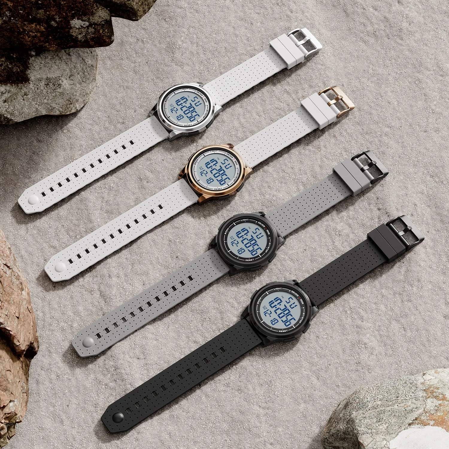 Golden Hour GH1313 Orologio Digitale Ultra-Sottile Minimalista Sport Impermeabile con Cinturino in Gomma - immagine 6