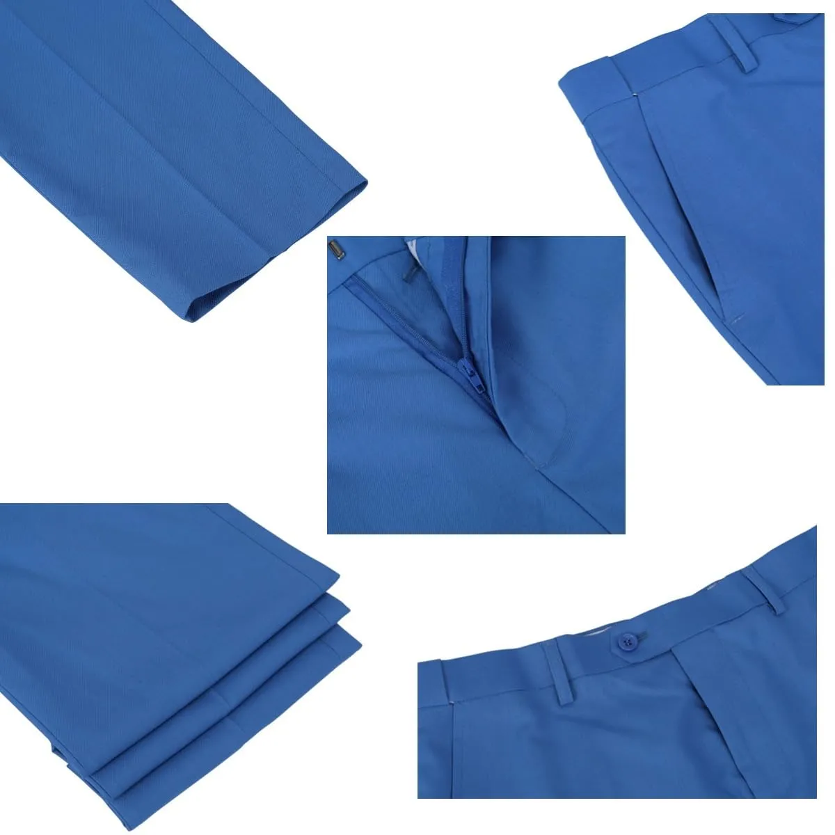 YOUTHUP Abito Uomo 3 Pezzi Slim Fit Blazer Panciotto Pantaloni - Blu Zaffiro - XXL - immagine 6
