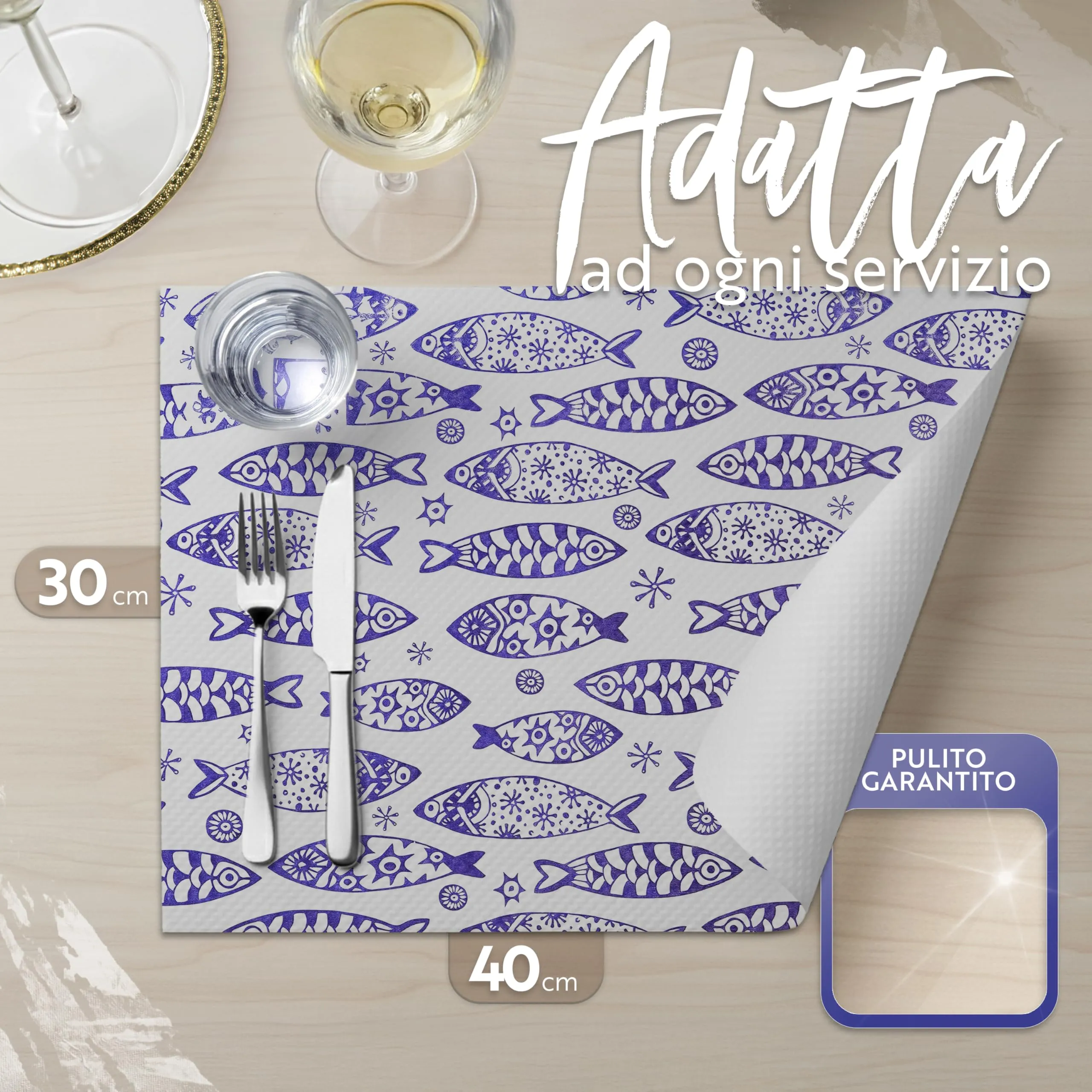 GIORDANO Cart Tovagliette in Carta Kraft Bianca Goffrata Stile Pesci, 500 Pezzi - immagine 6