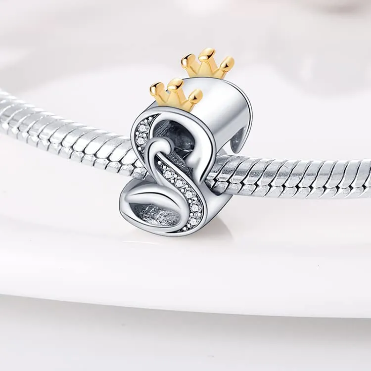 TINSLO Bead Charm Ciondolo Argento Sterling 925 Lettere con Cubic Zirconia per Pandora Braccialetti e Collane Europee - immagine 2