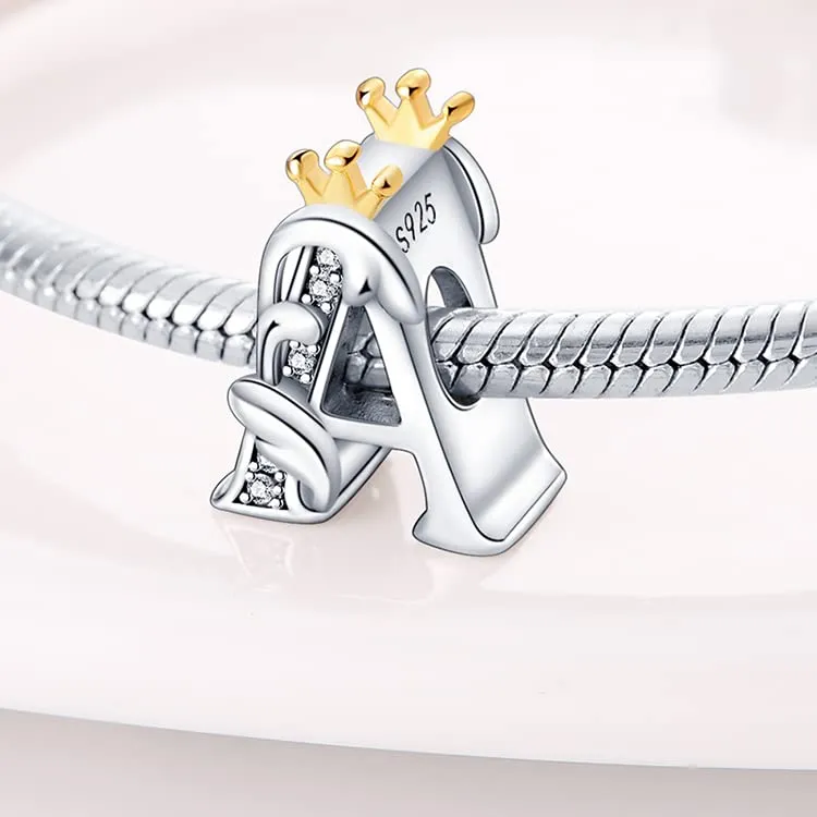 TINSLO Lettere Bead Charm in Argento Sterling 925 con Cubic Zirconia per Braccialetti e Collane Europei - immagine 2