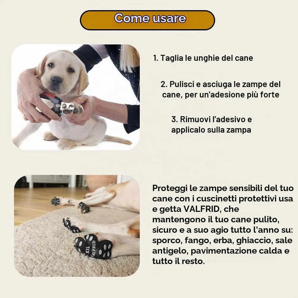 VALFRID Protezioni Zampe Antiscivolo in Gomma Autoadesiva per Cani, 48 Pezzi, XXXL - immagine 3